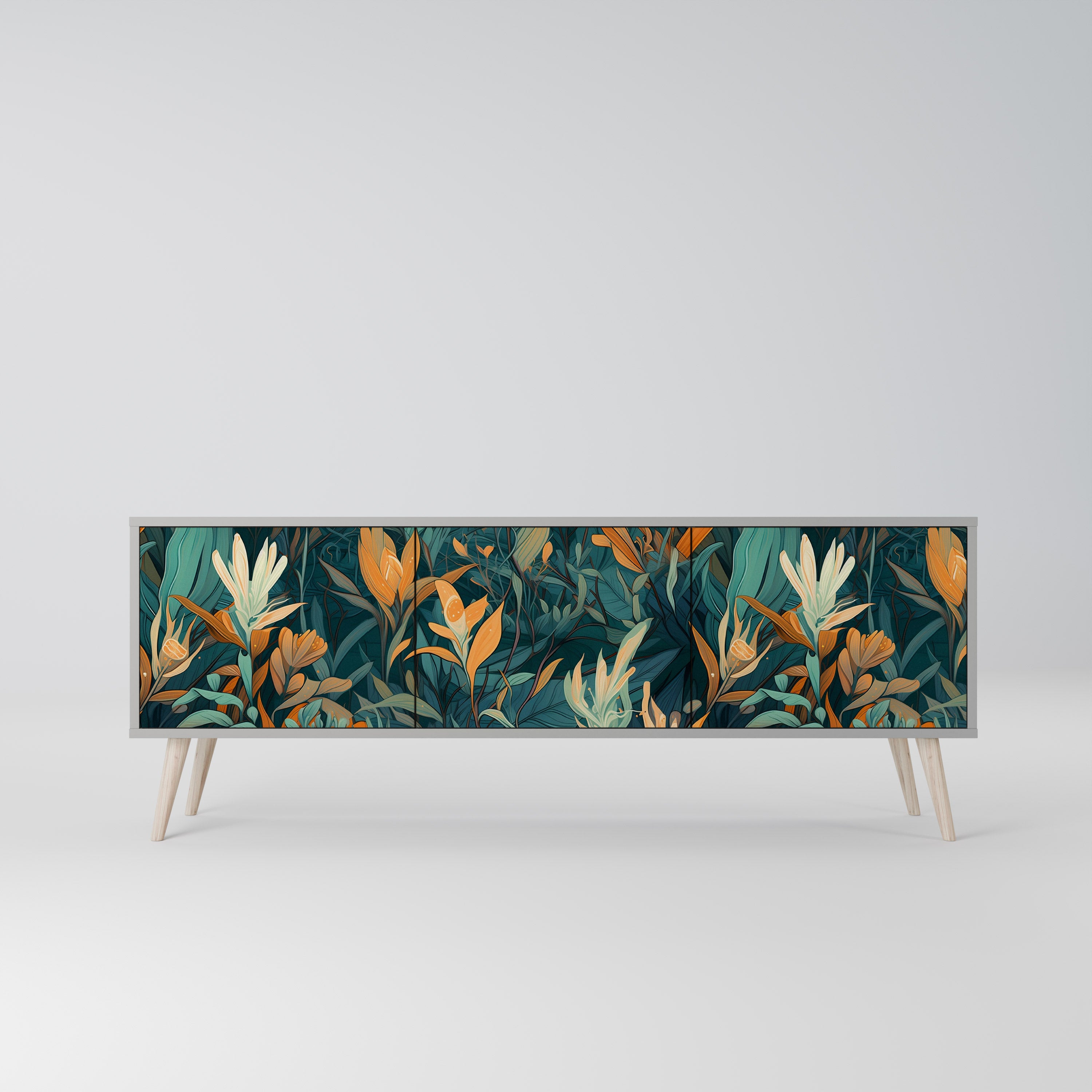 FLORAL SERENITY Szafka RTV 3-drzwiowa korpus Szary