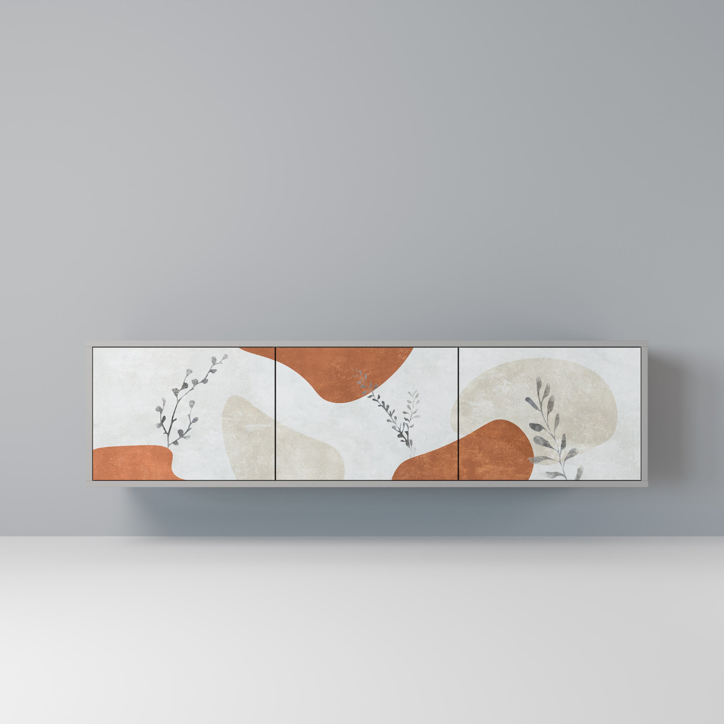 TRANQUIL TWIG Szafka RTV 3-drzwiowa korpus Szary