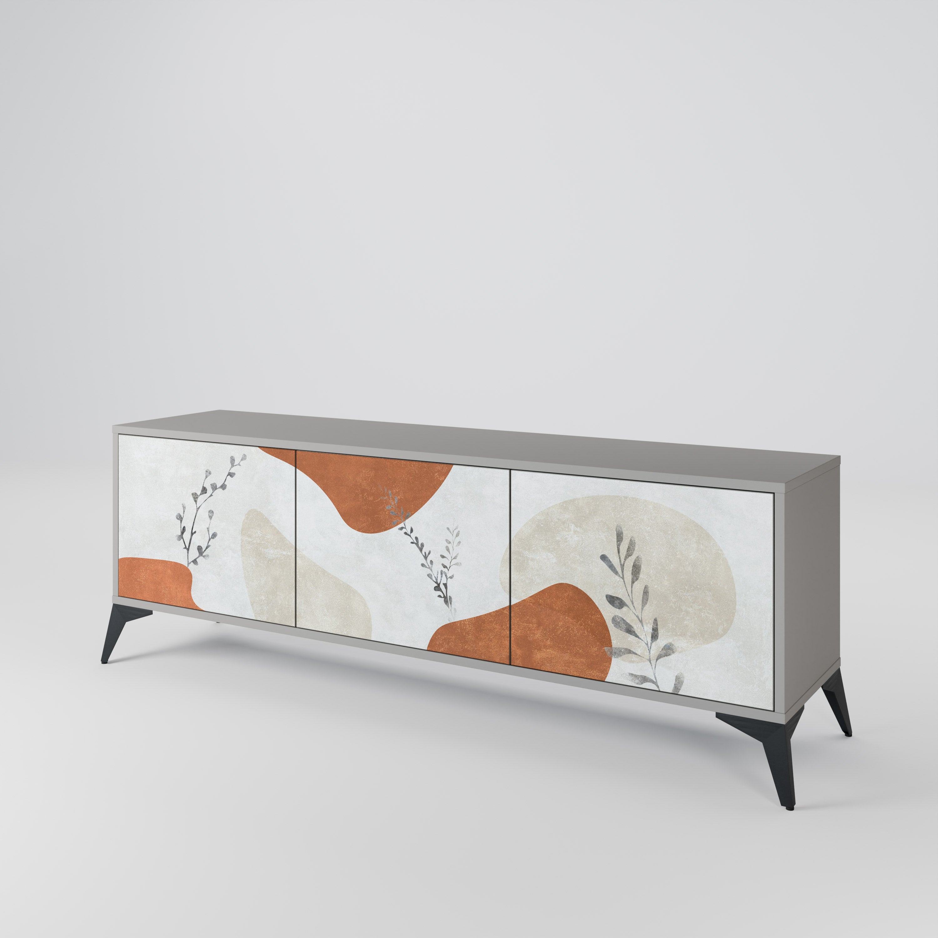 TRANQUIL TWIG Szafka RTV 3-drzwiowa korpus Szary