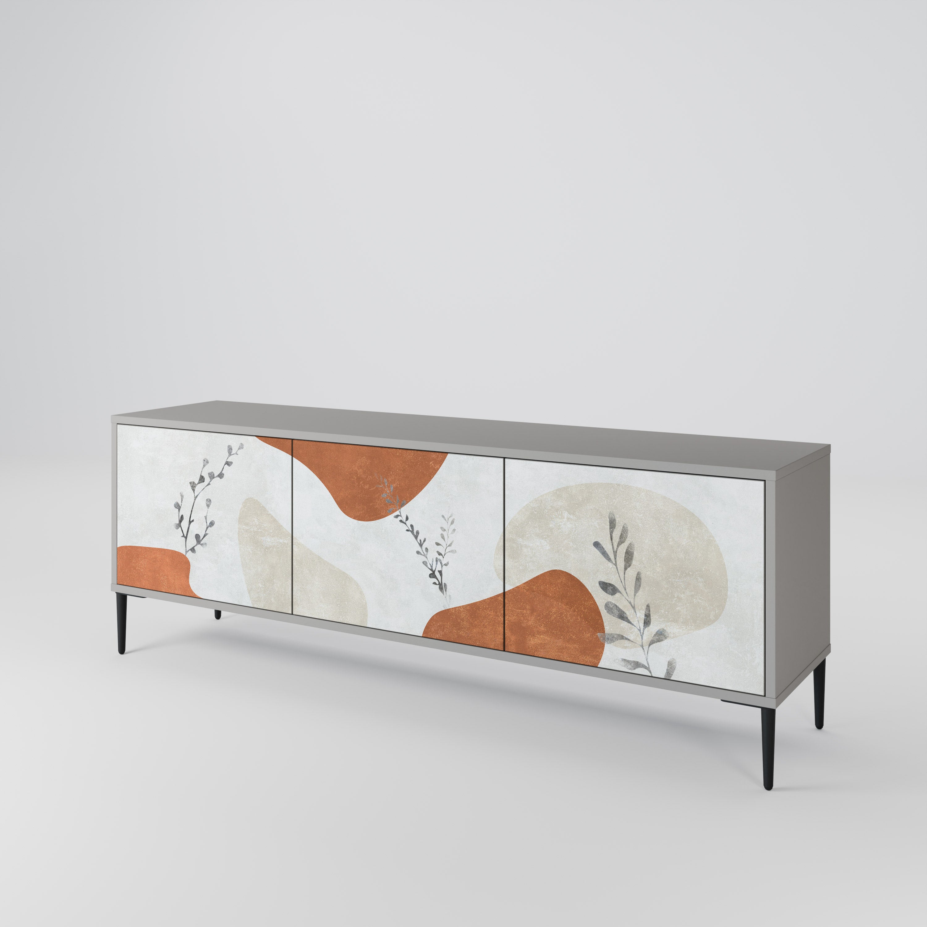 TRANQUIL TWIG Szafka RTV 3-drzwiowa korpus Szary