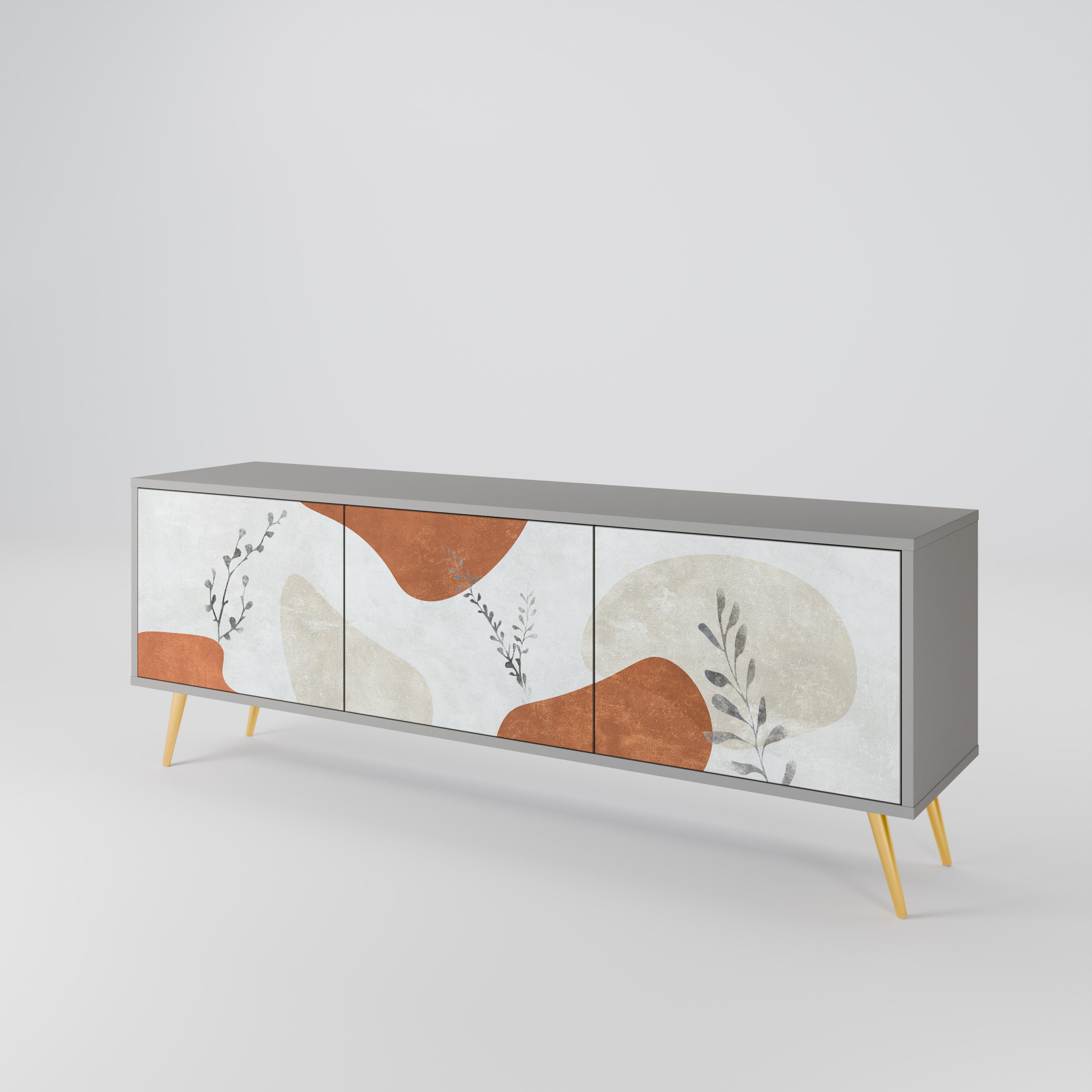TRANQUIL TWIG Szafka RTV 3-drzwiowa korpus Szary