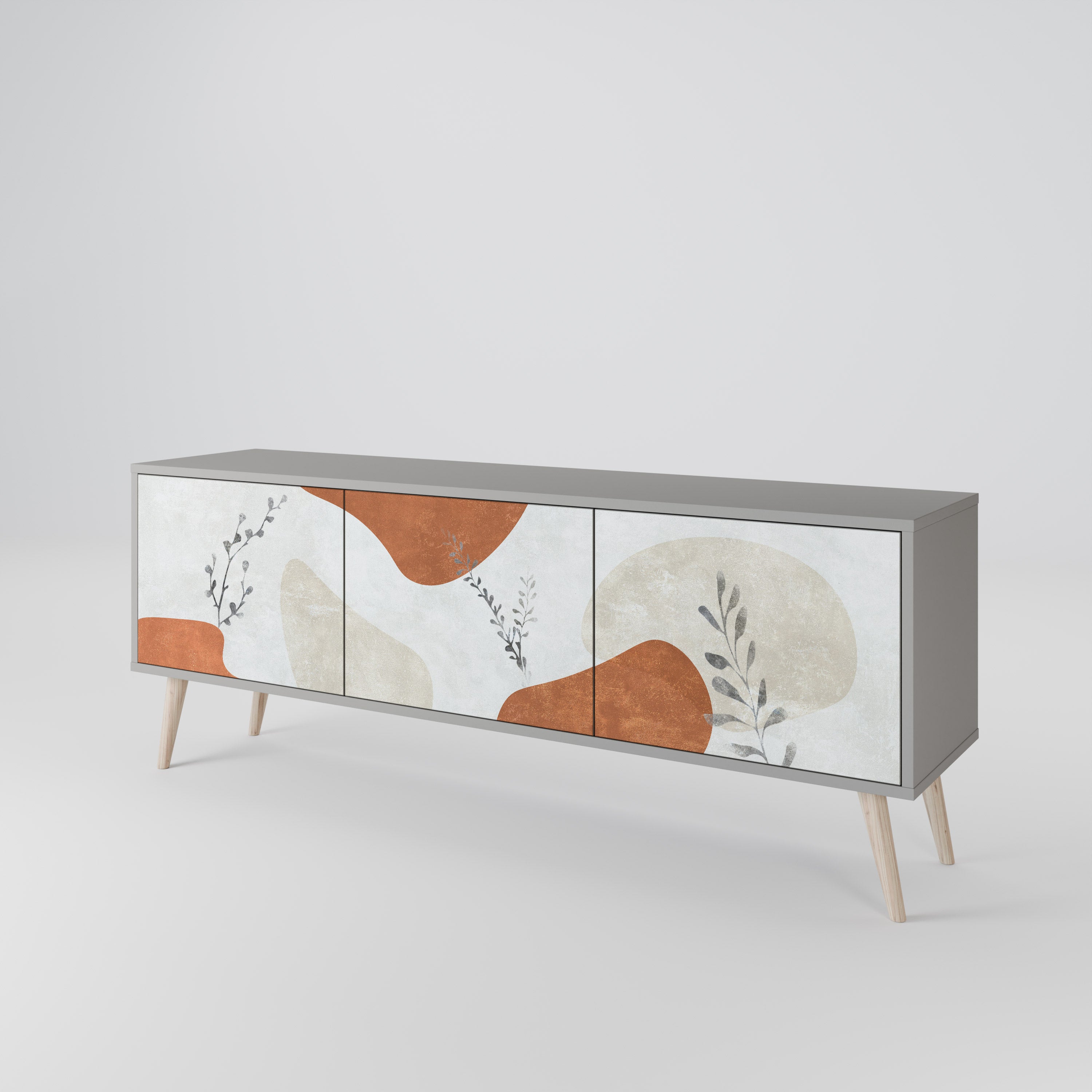 TRANQUIL TWIG Szafka RTV 3-drzwiowa korpus Szary