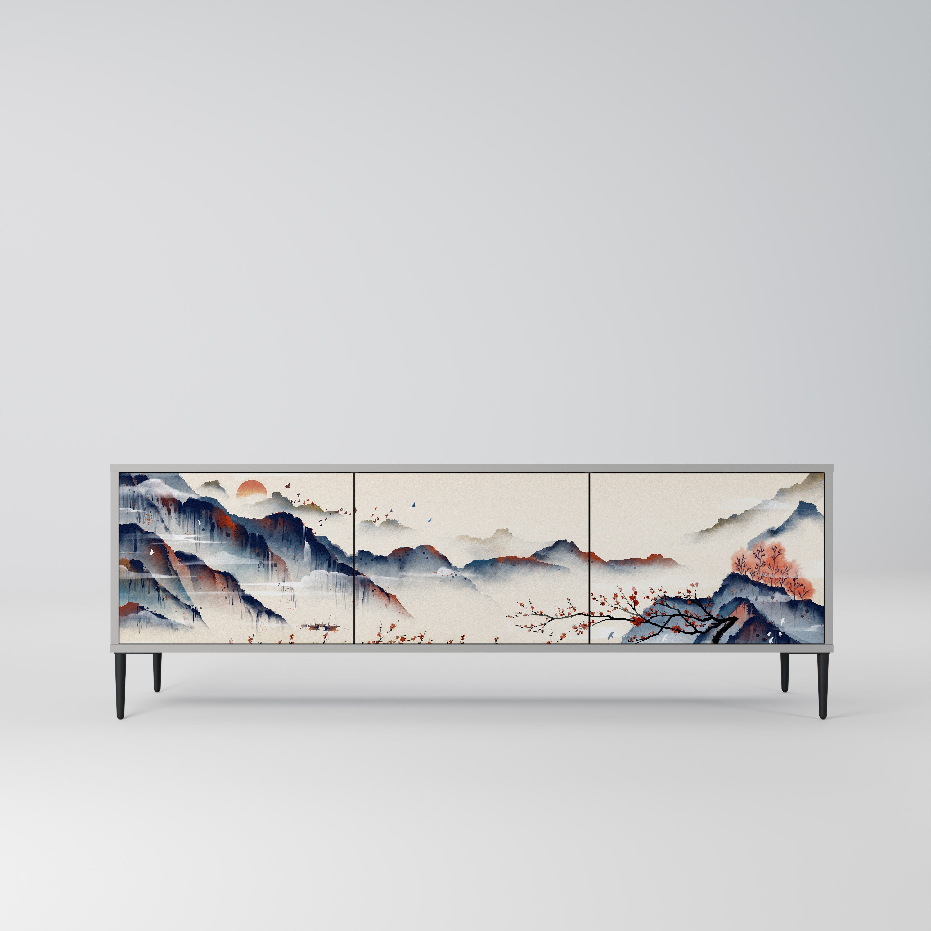 JAPANESE LANDSCAPE Szafka RTV 3-drzwiowa korpus Szary