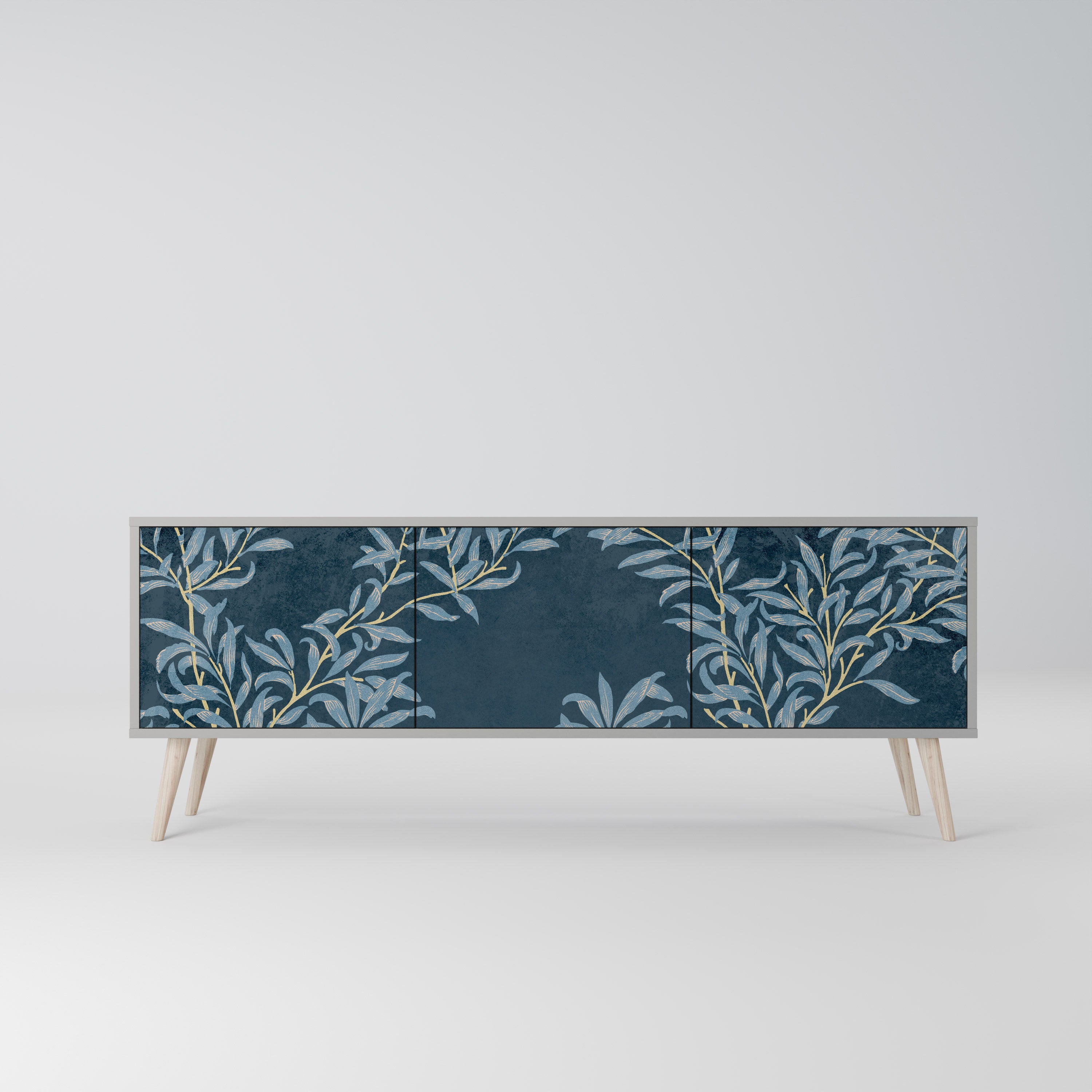 BLUE LEAVES Szafka RTV 3-drzwiowa korpus Szary