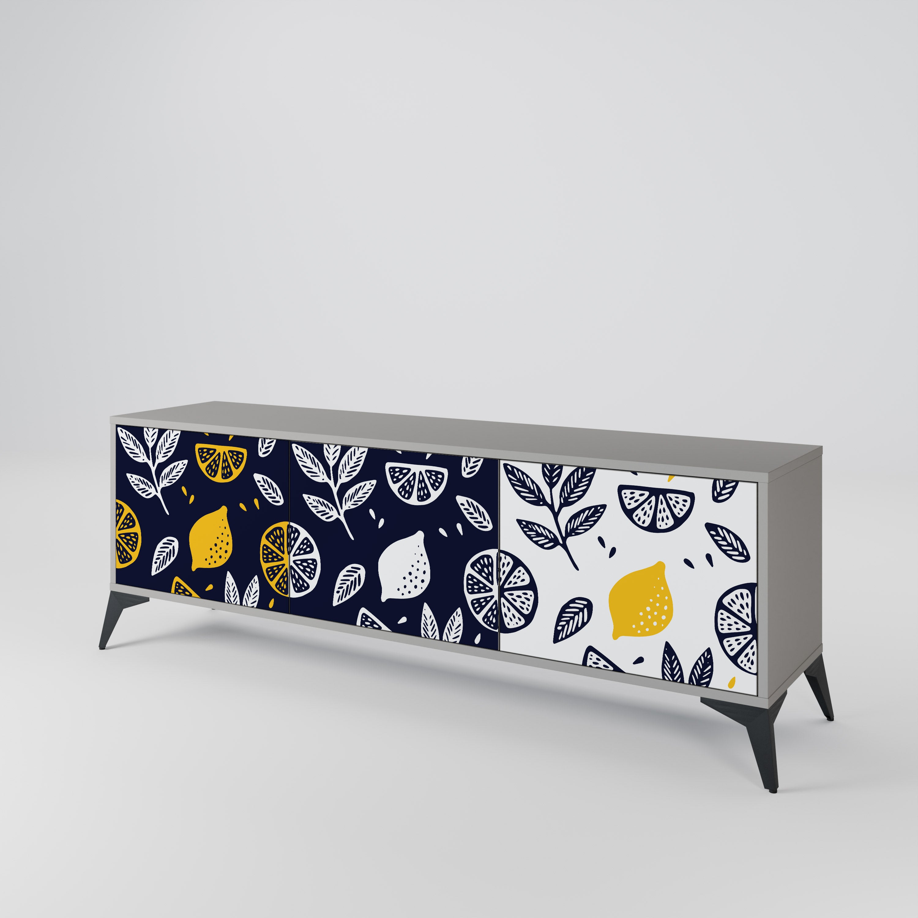CITRUS BLACK AND WHITE Szafka RTV 3-drzwiowa korpus Szary