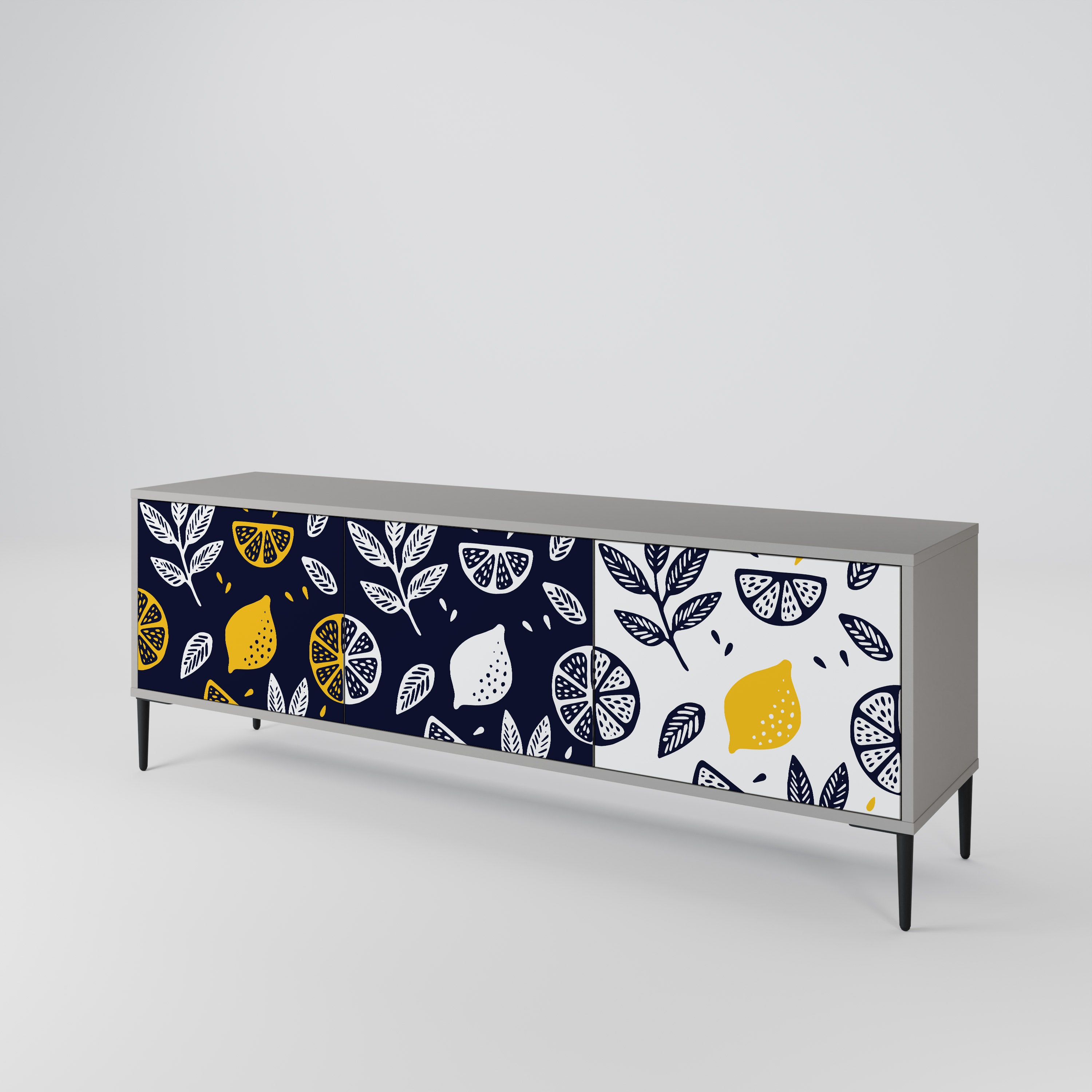 CITRUS BLACK AND WHITE Szafka RTV 3-drzwiowa korpus Szary