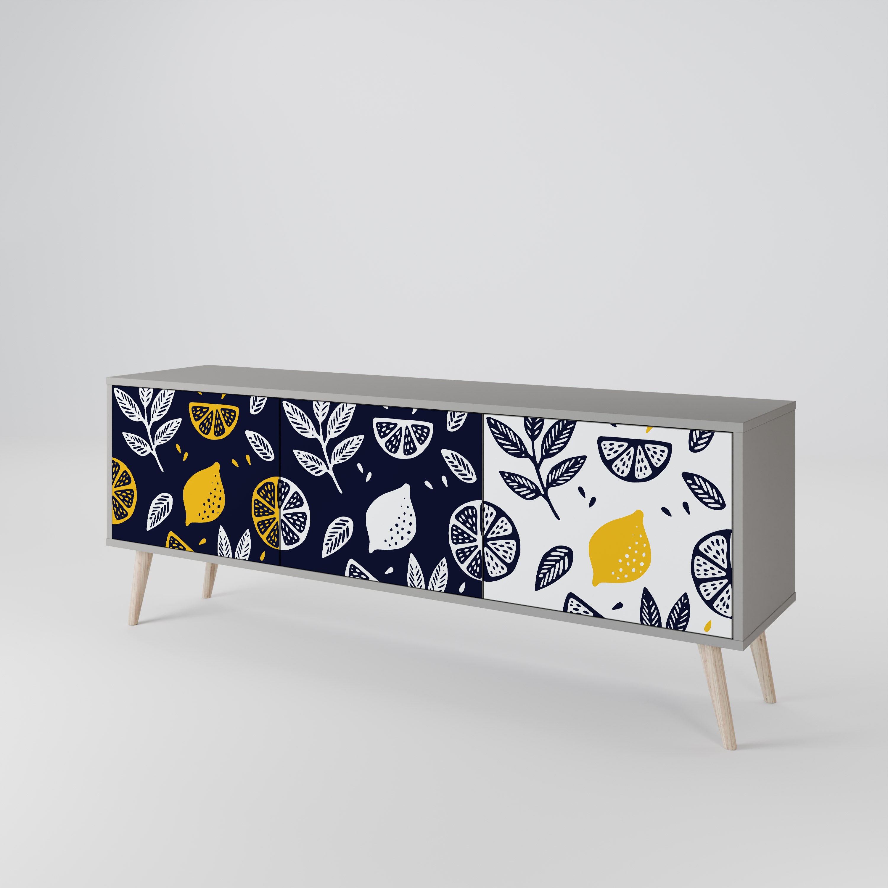 CITRUS BLACK AND WHITE Szafka RTV 3-drzwiowa korpus Szary