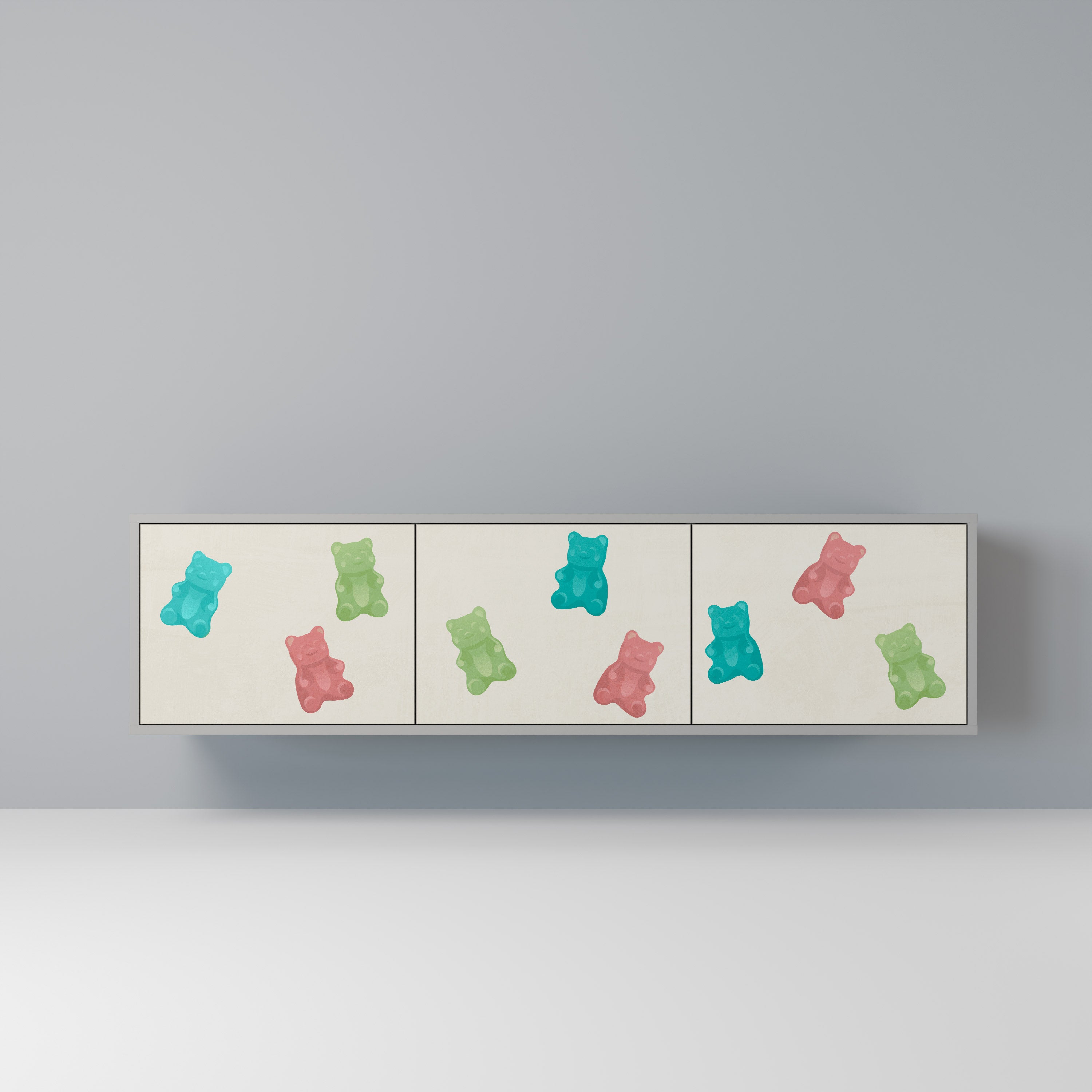 GUMMY BEARS Szafka RTV 3-drzwiowa korpus Szary