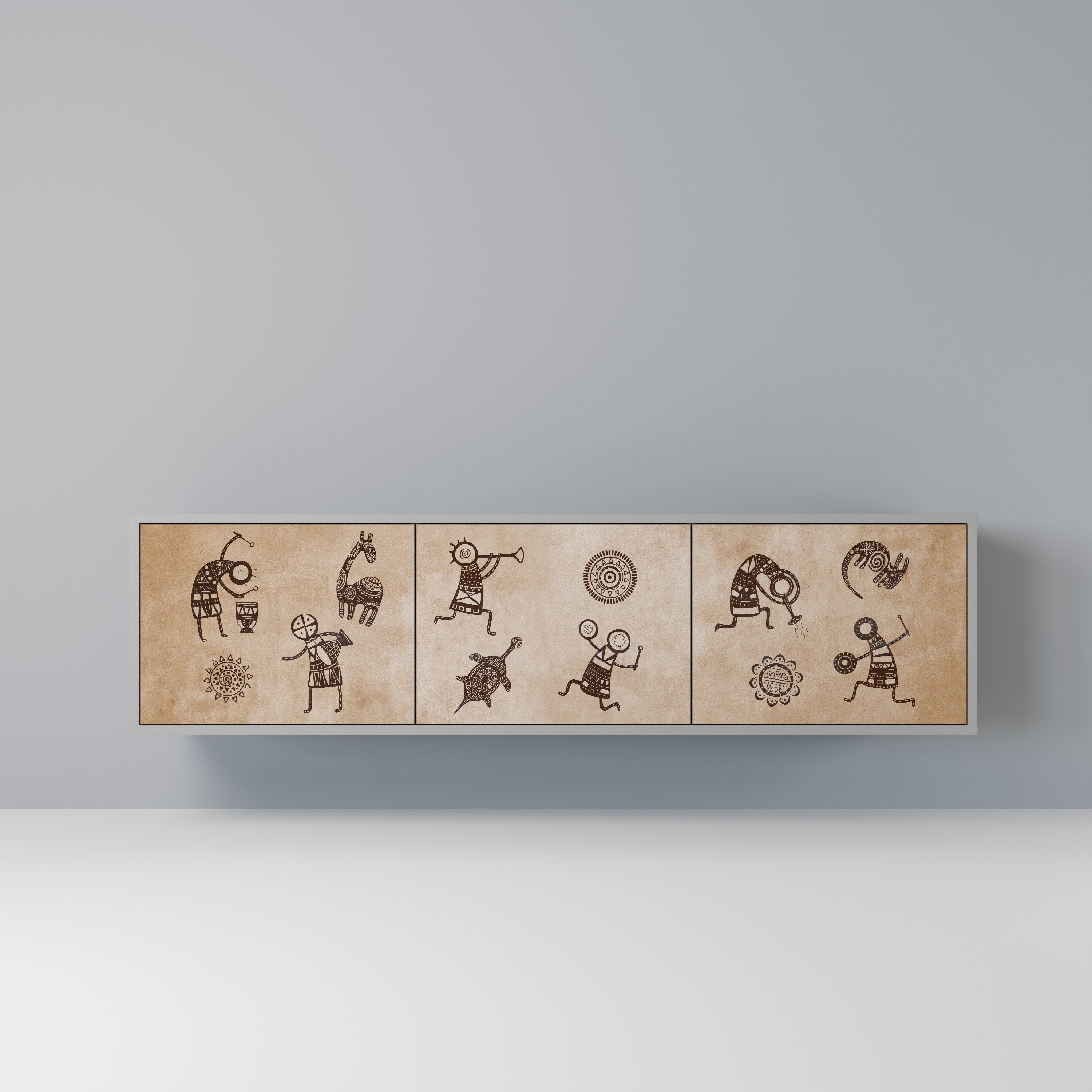 AFRICAN STYLE Szafka RTV 3-drzwiowa korpus Szary