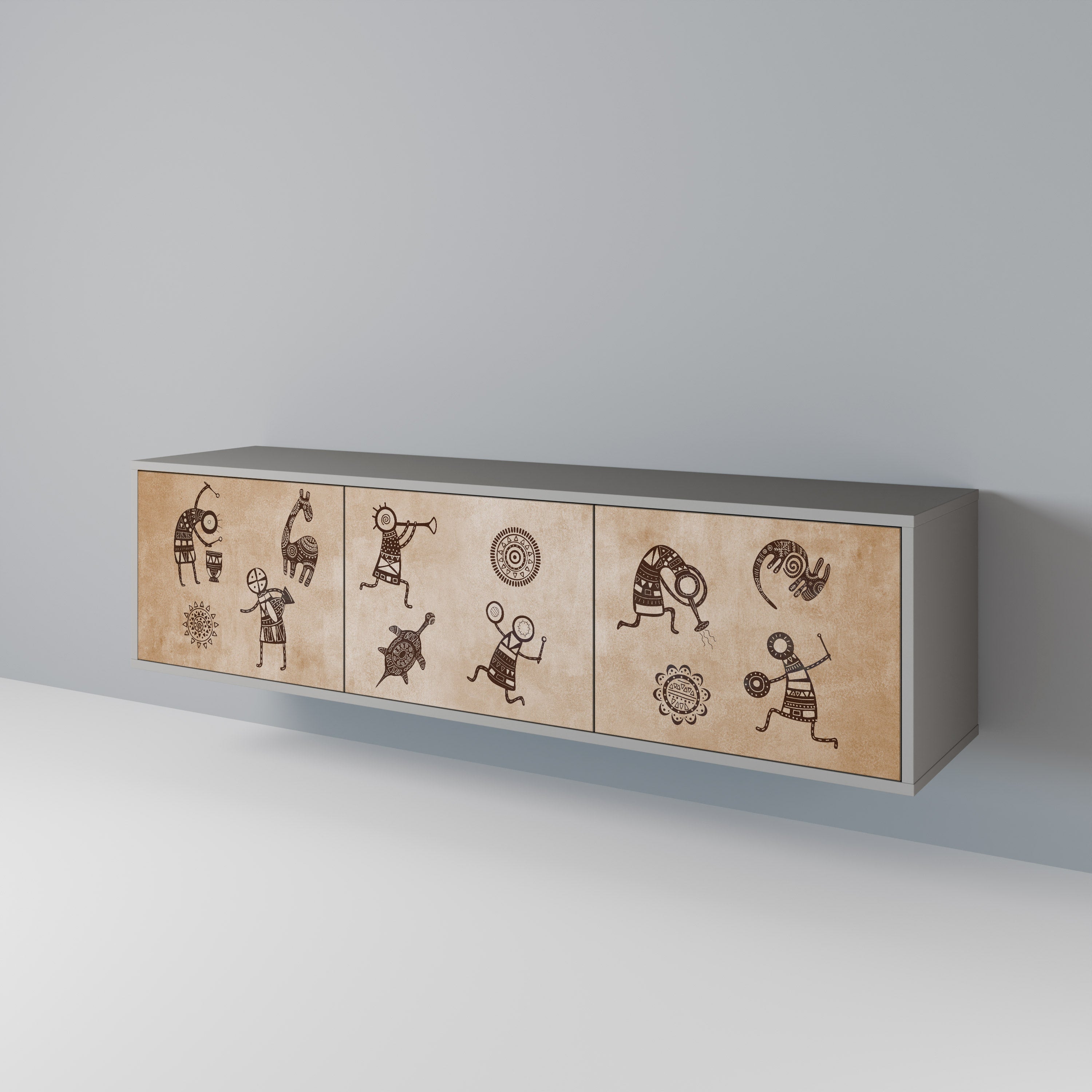 AFRICAN STYLE Szafka RTV 3-drzwiowa korpus Szary