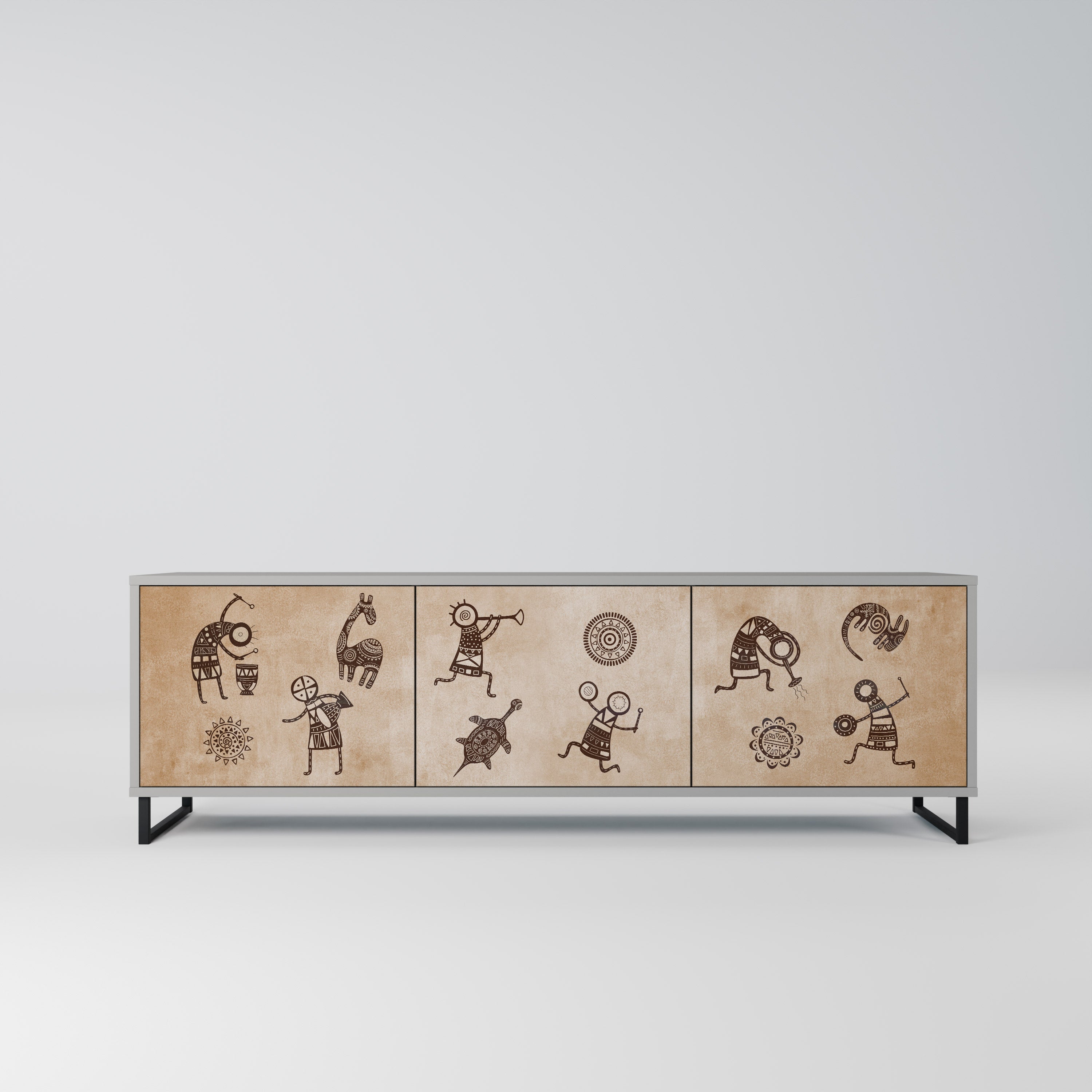 AFRICAN STYLE Szafka RTV 3-drzwiowa korpus Szary