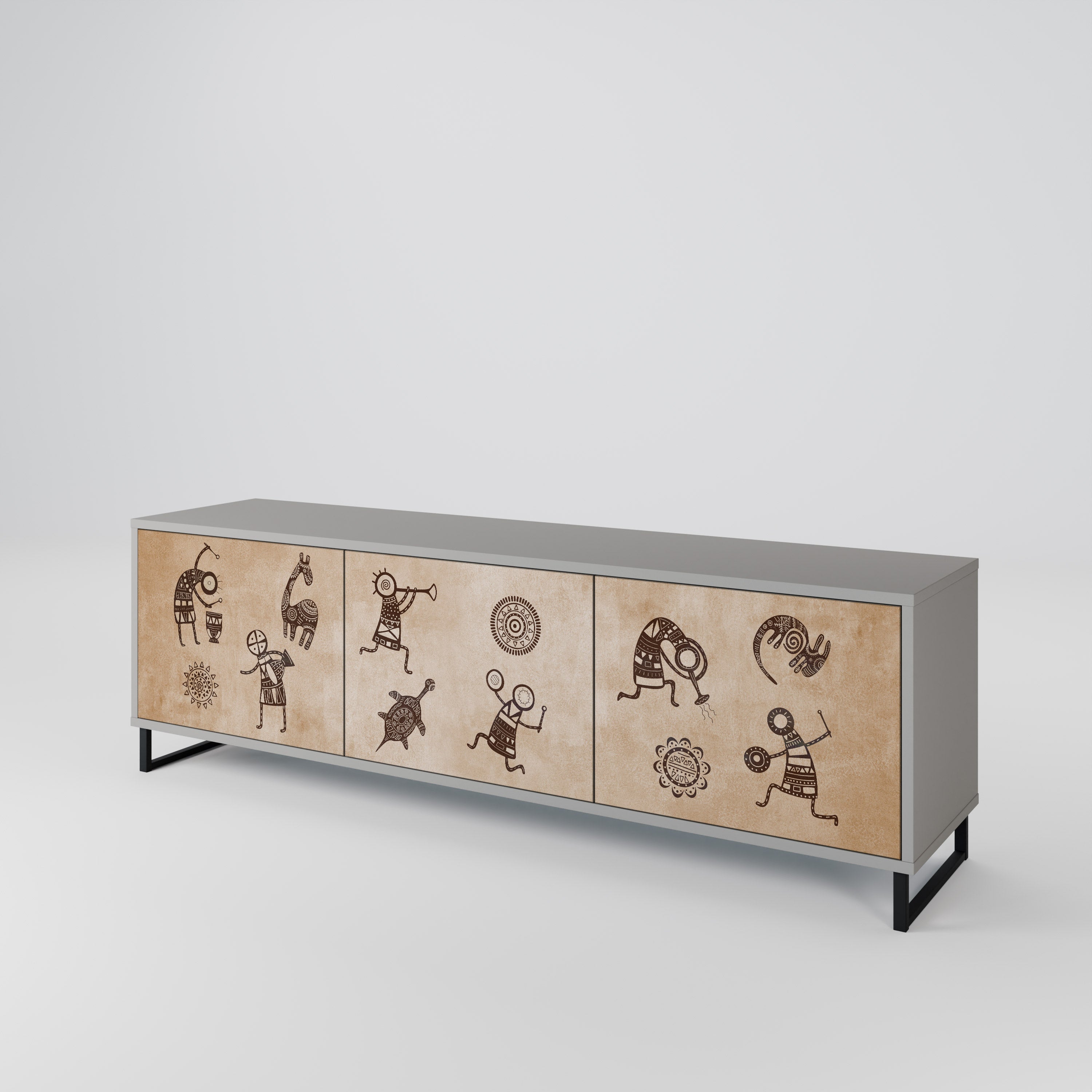 AFRICAN STYLE Szafka RTV 3-drzwiowa korpus Szary