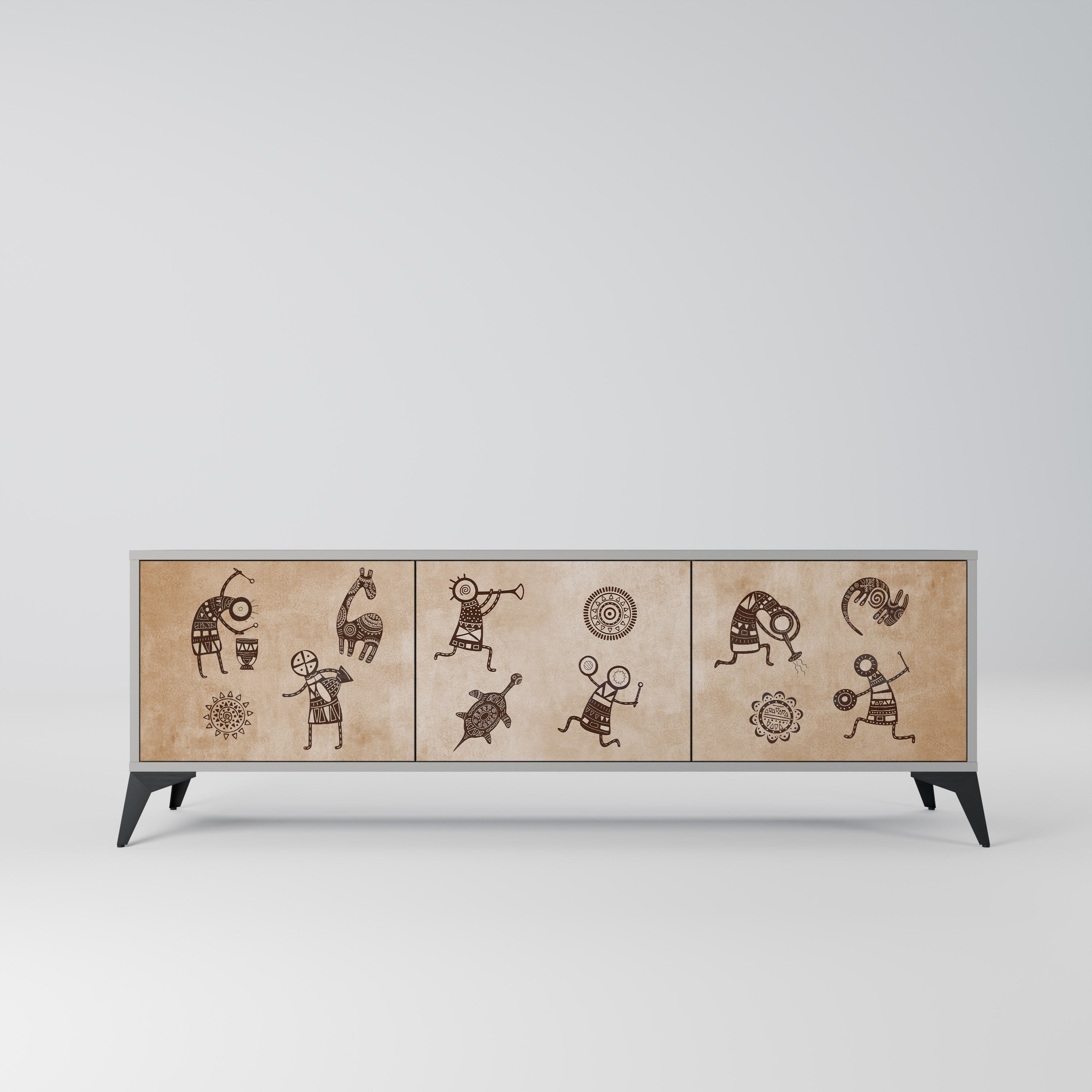 AFRICAN STYLE Szafka RTV 3-drzwiowa korpus Szary