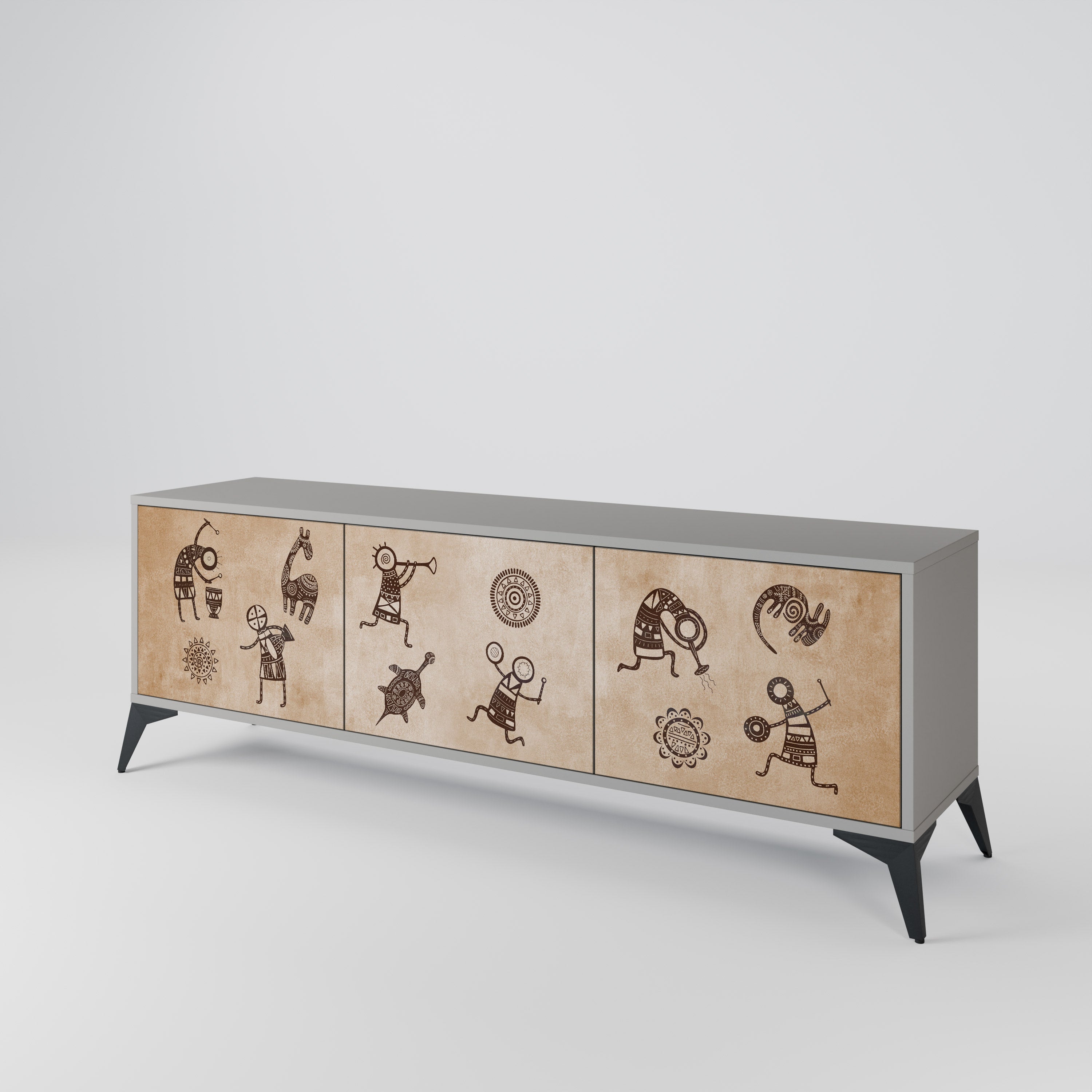 AFRICAN STYLE Szafka RTV 3-drzwiowa korpus Szary