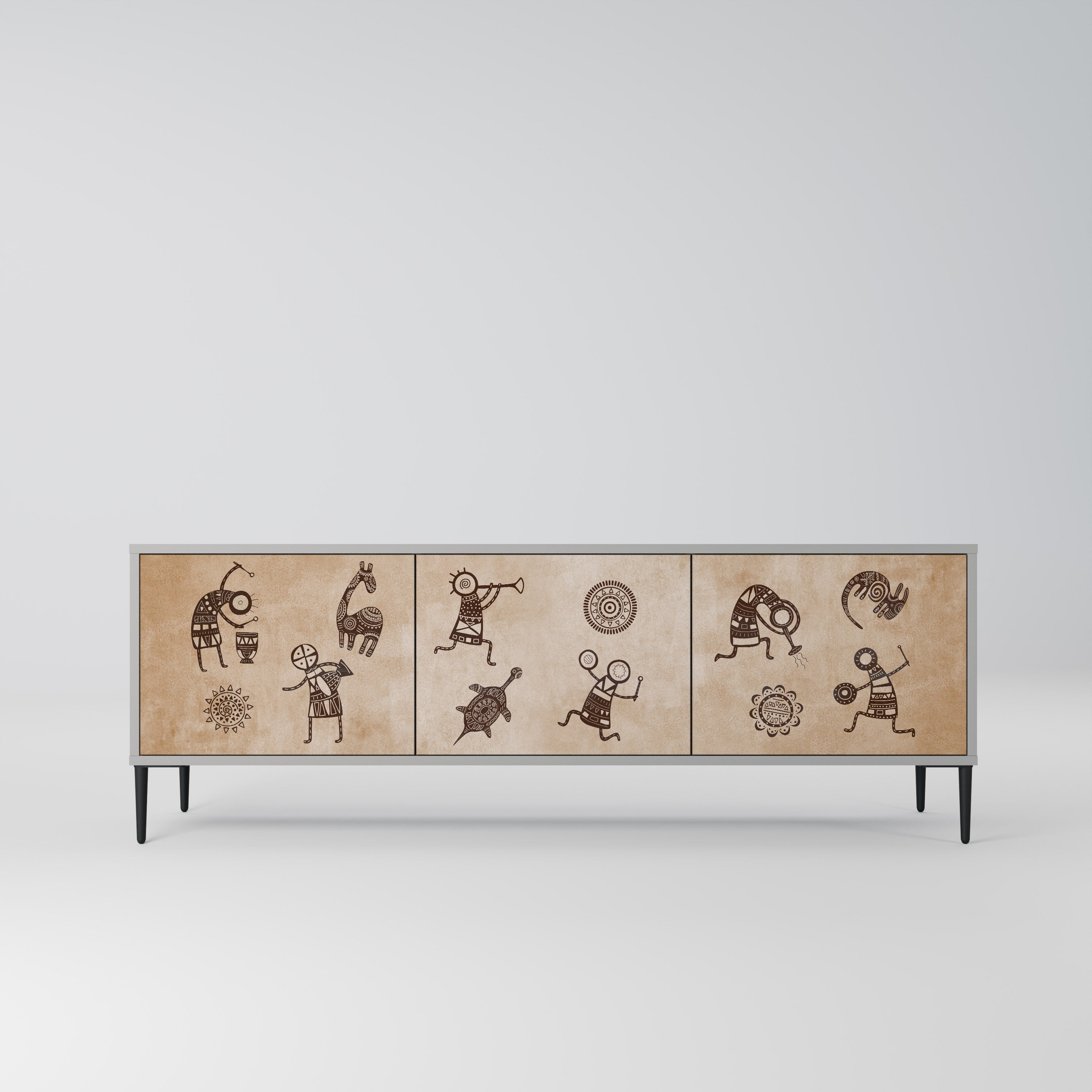 AFRICAN STYLE Szafka RTV 3-drzwiowa korpus Szary