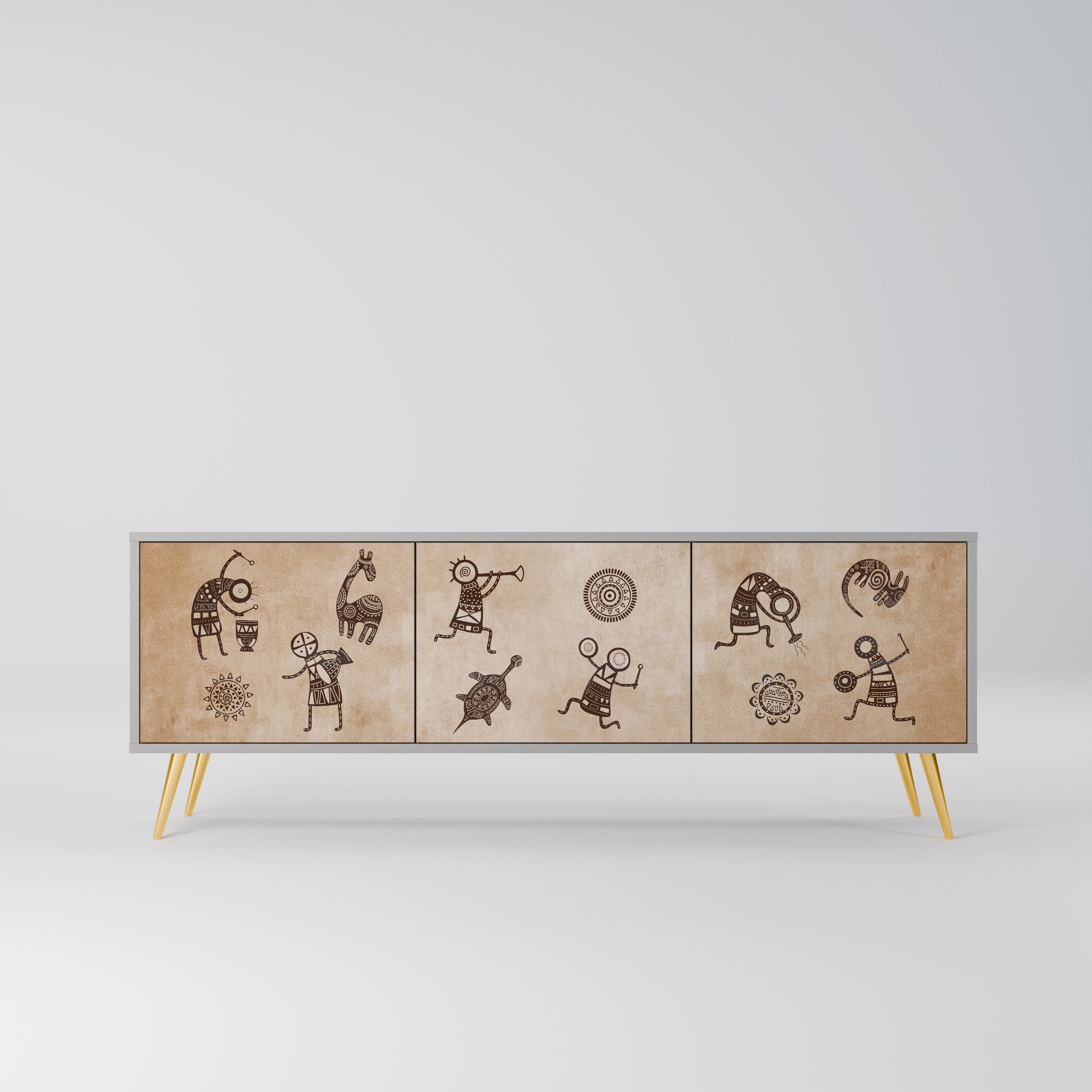 AFRICAN STYLE Szafka RTV 3-drzwiowa korpus Szary