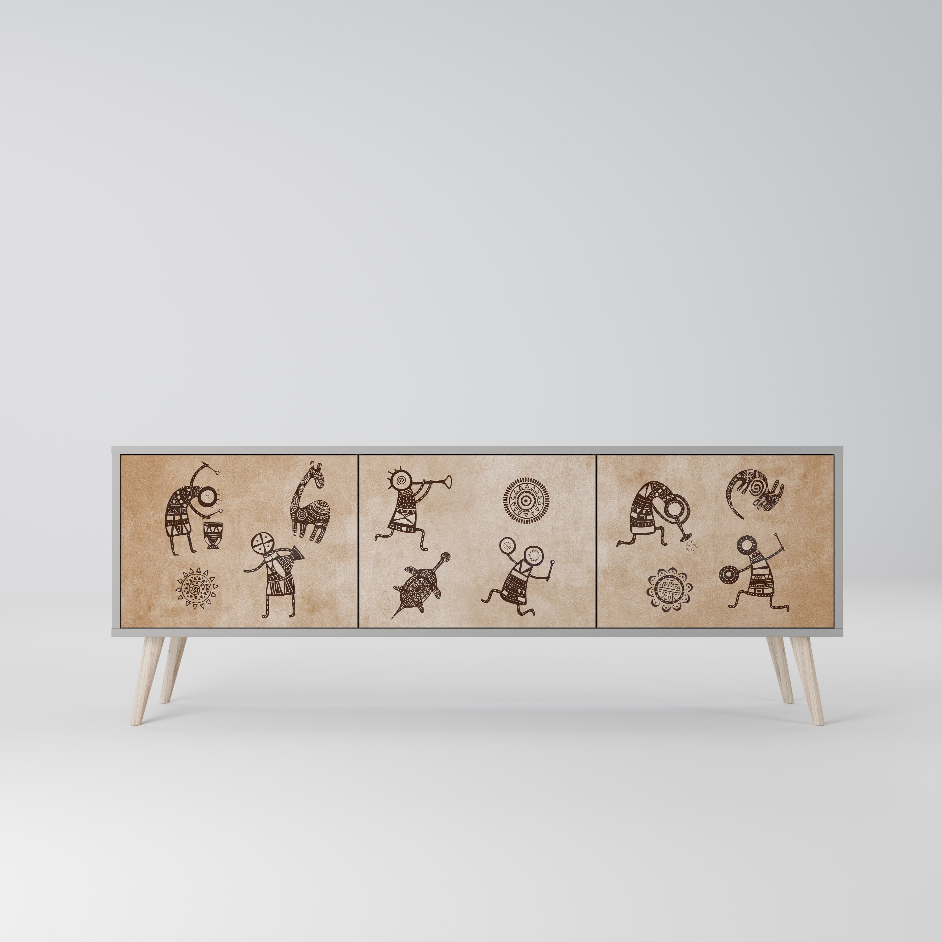 AFRICAN STYLE Szafka RTV 3-drzwiowa korpus Szary