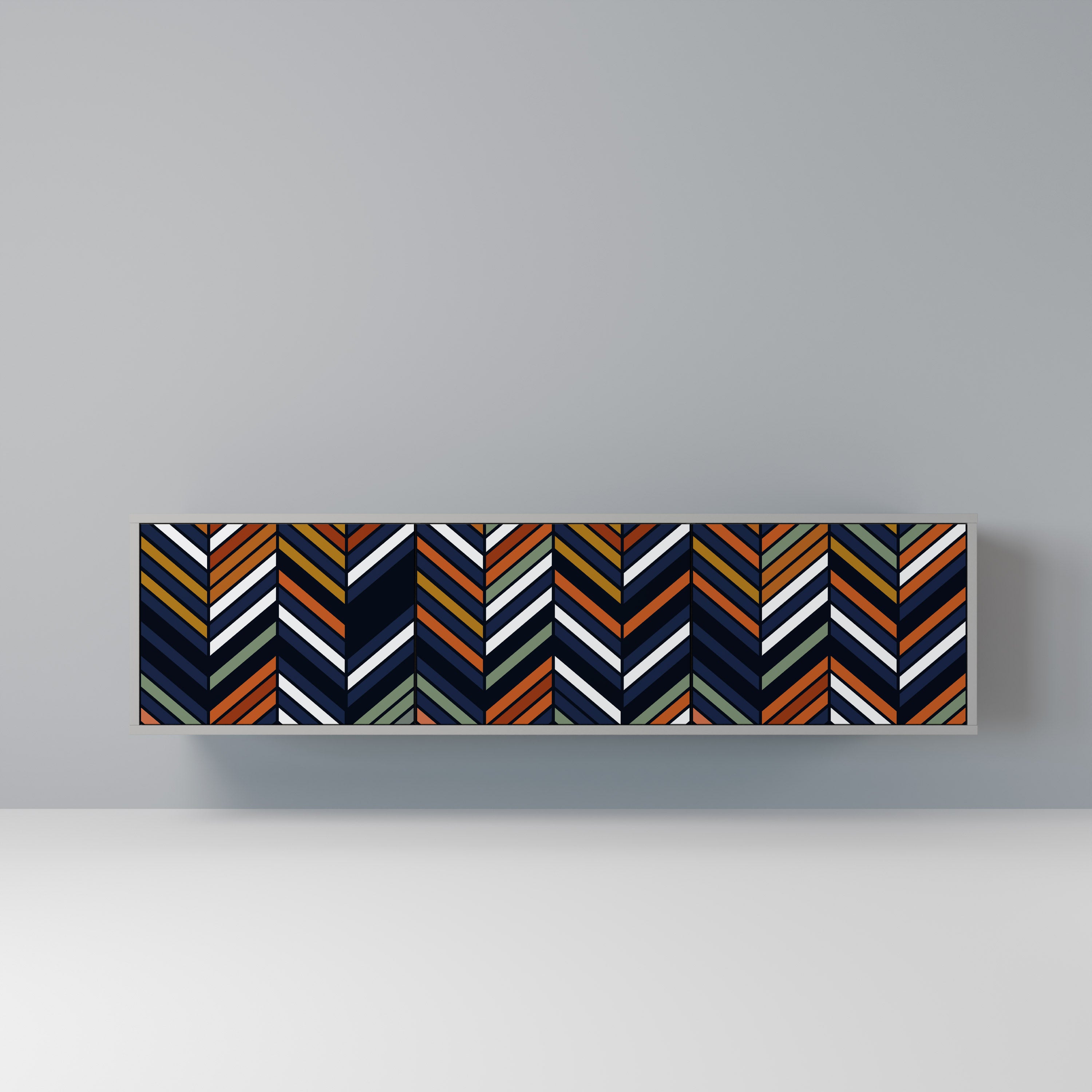 VIBRANT PATCHWORK Szafka RTV 3-drzwiowa korpus Szary