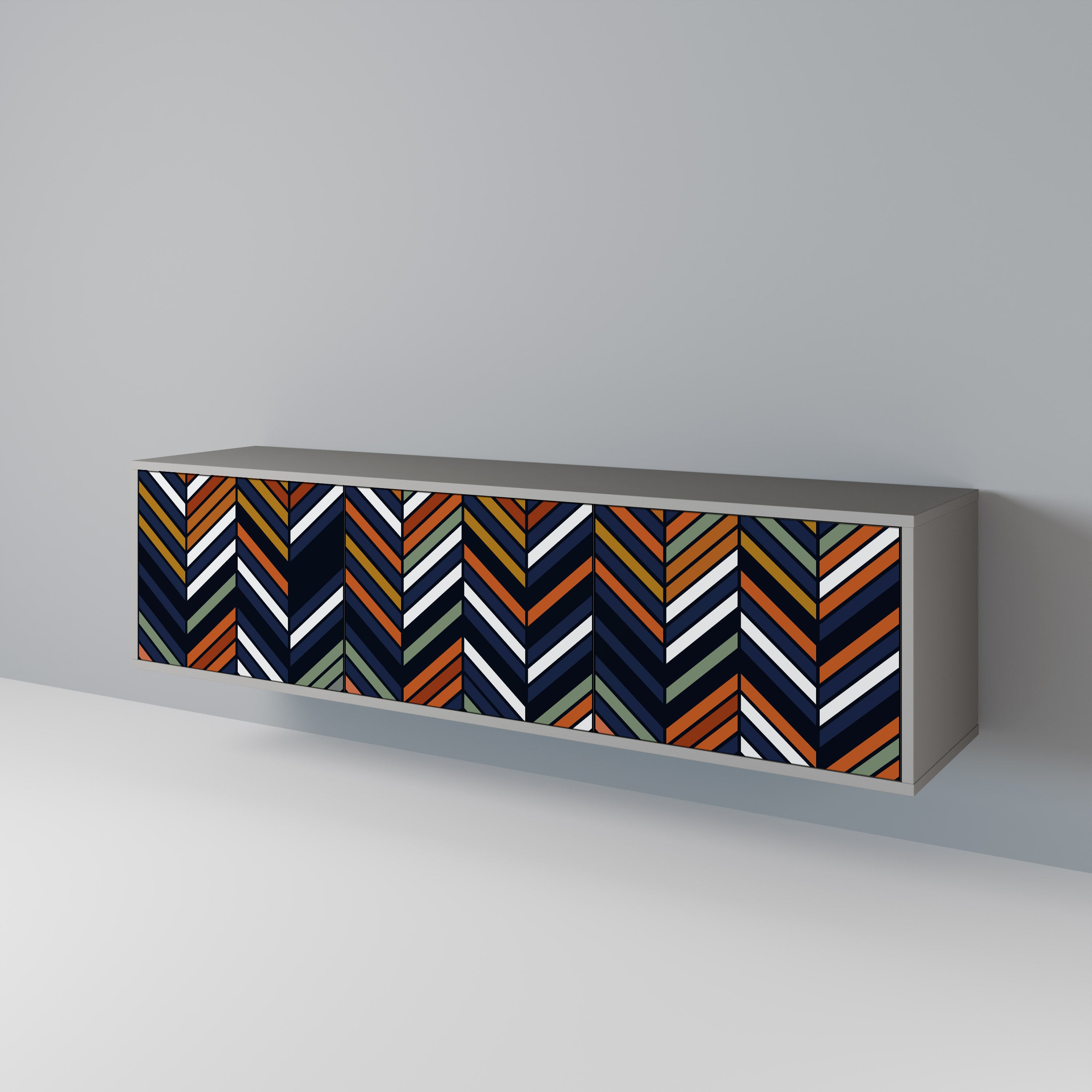 VIBRANT PATCHWORK Szafka RTV 3-drzwiowa korpus Szary