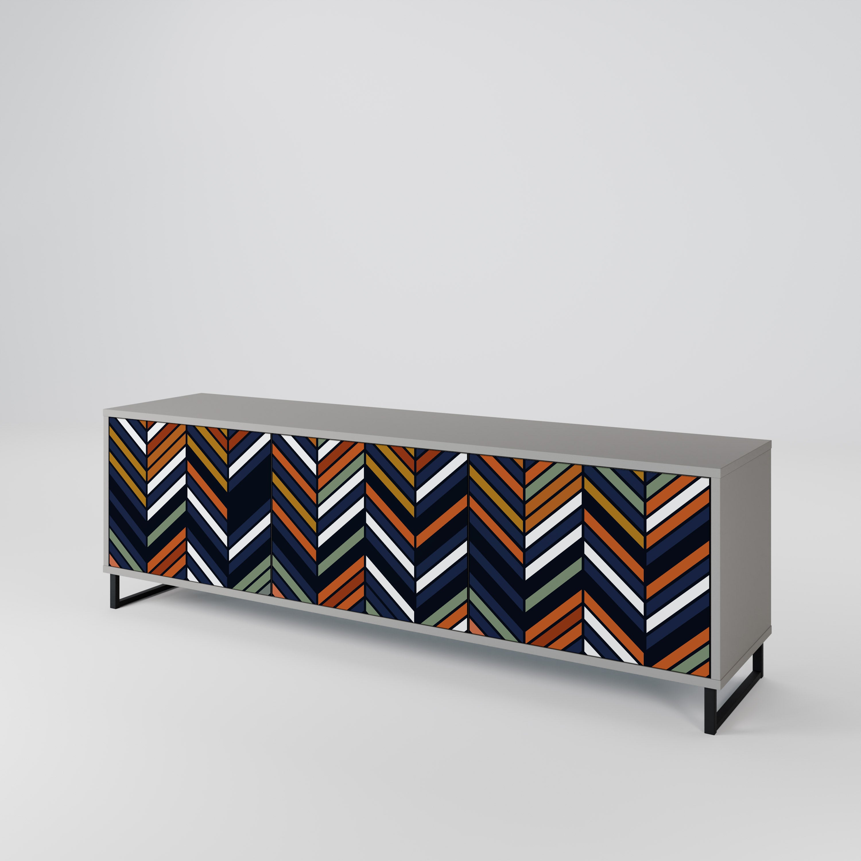 VIBRANT PATCHWORK Szafka RTV 3-drzwiowa korpus Szary