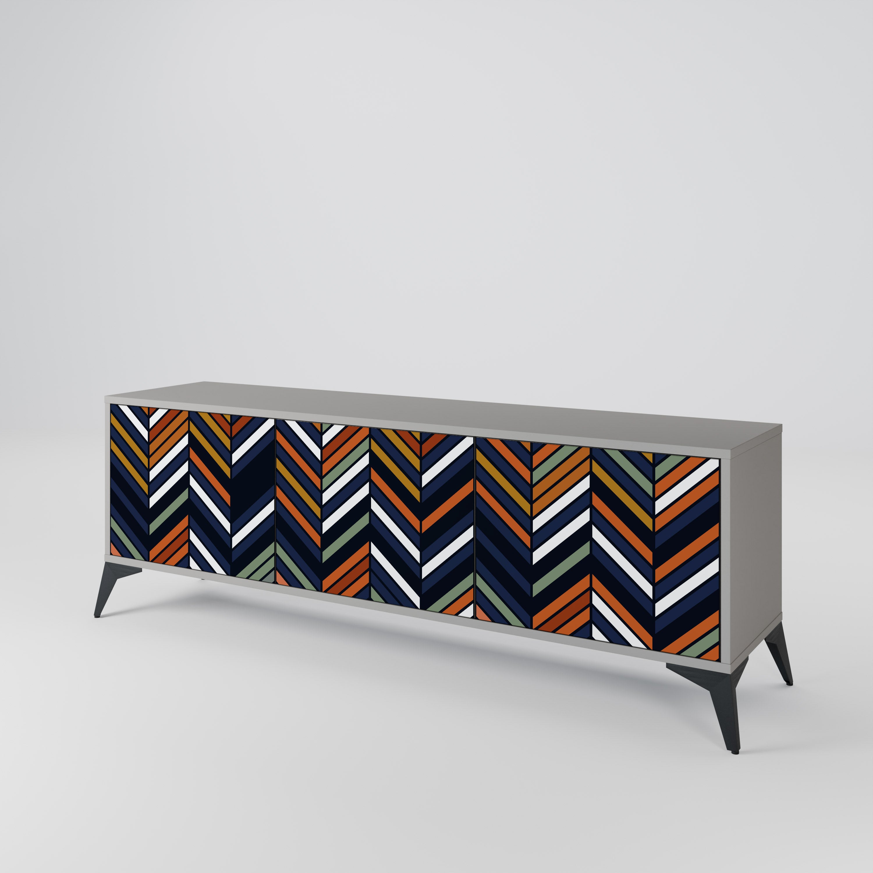 VIBRANT PATCHWORK Szafka RTV 3-drzwiowa korpus Szary