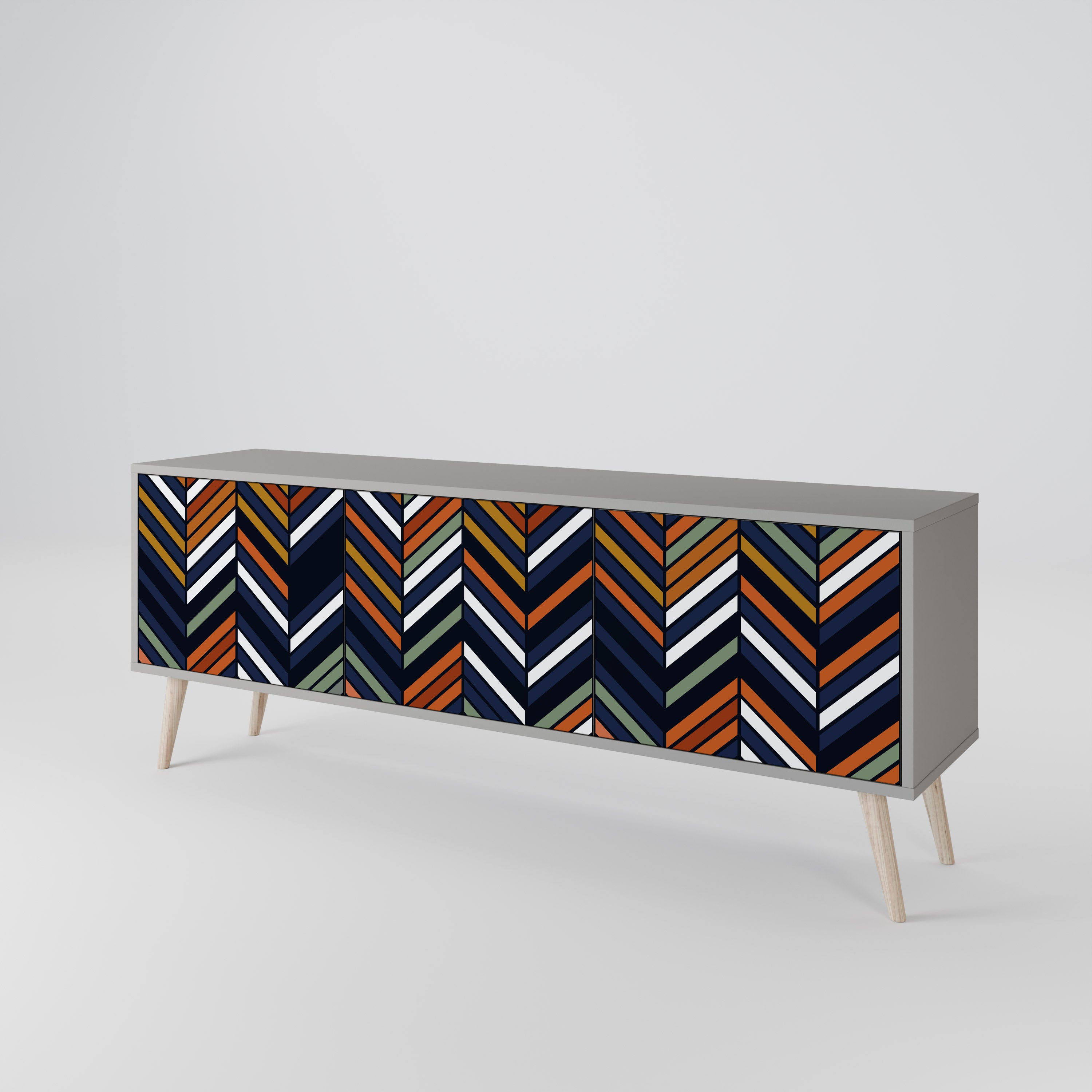 VIBRANT PATCHWORK Szafka RTV 3-drzwiowa korpus Szary
