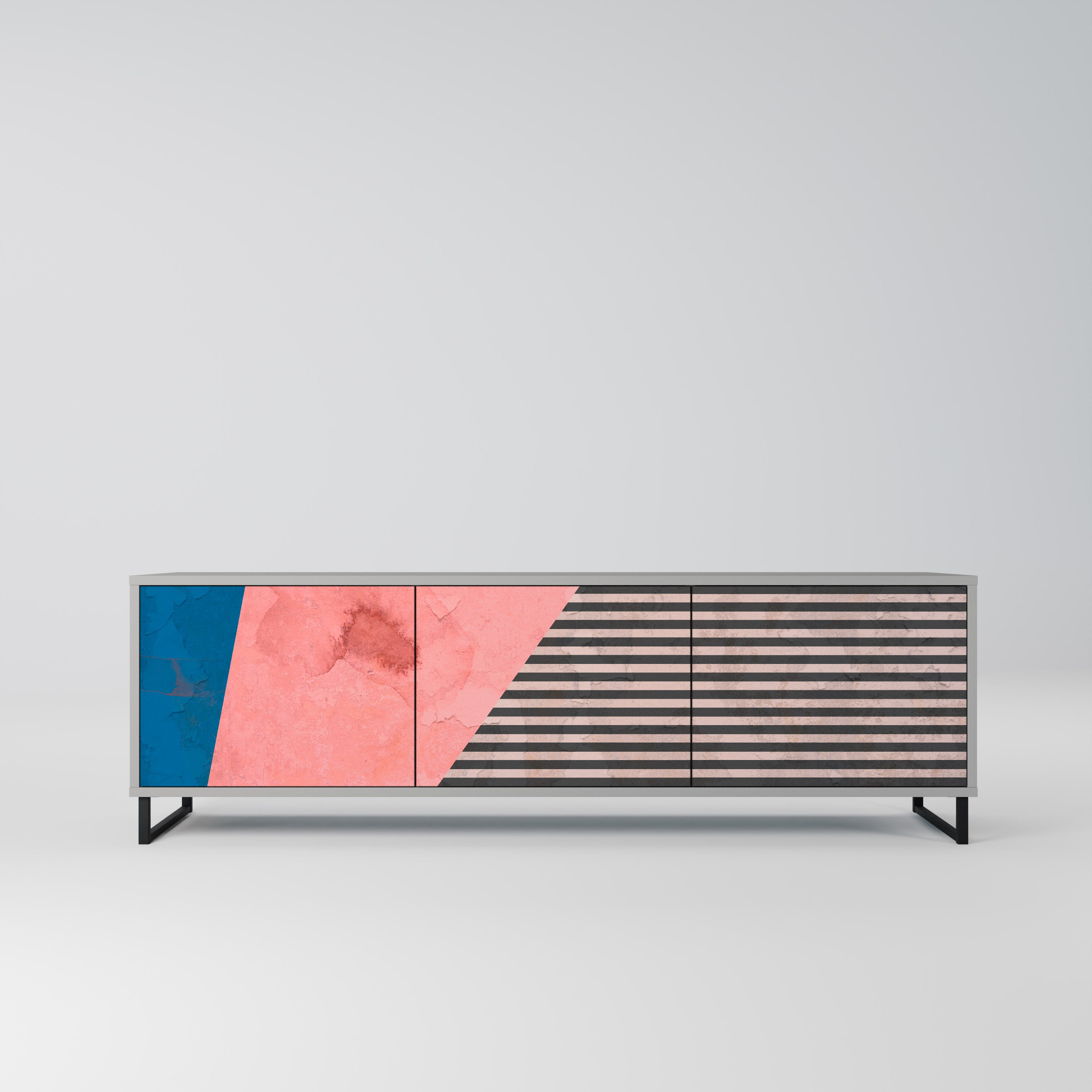 GLAMOROUS STRIPE Szafka RTV 3-drzwiowa korpus Szary