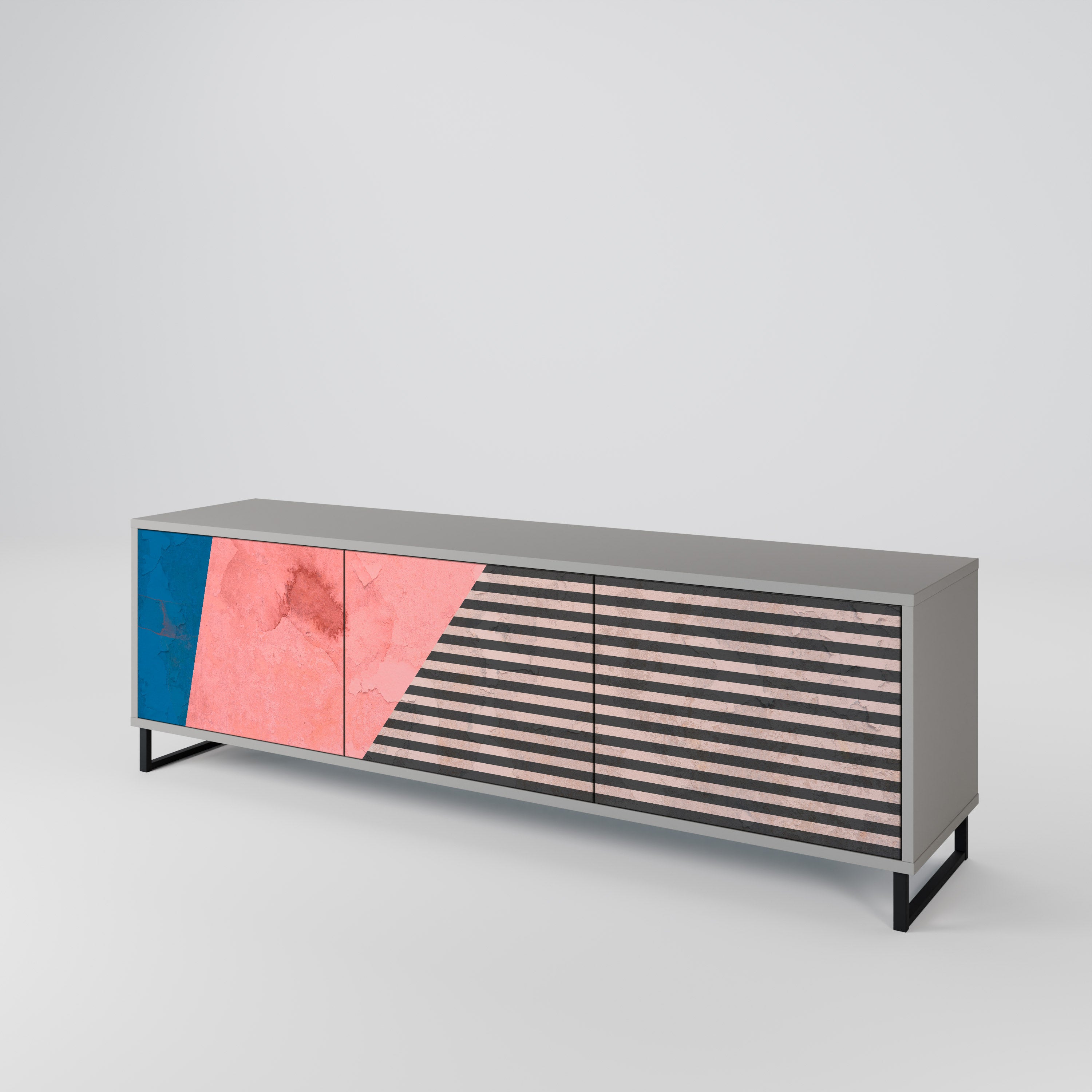 GLAMOROUS STRIPE Szafka RTV 3-drzwiowa korpus Szary