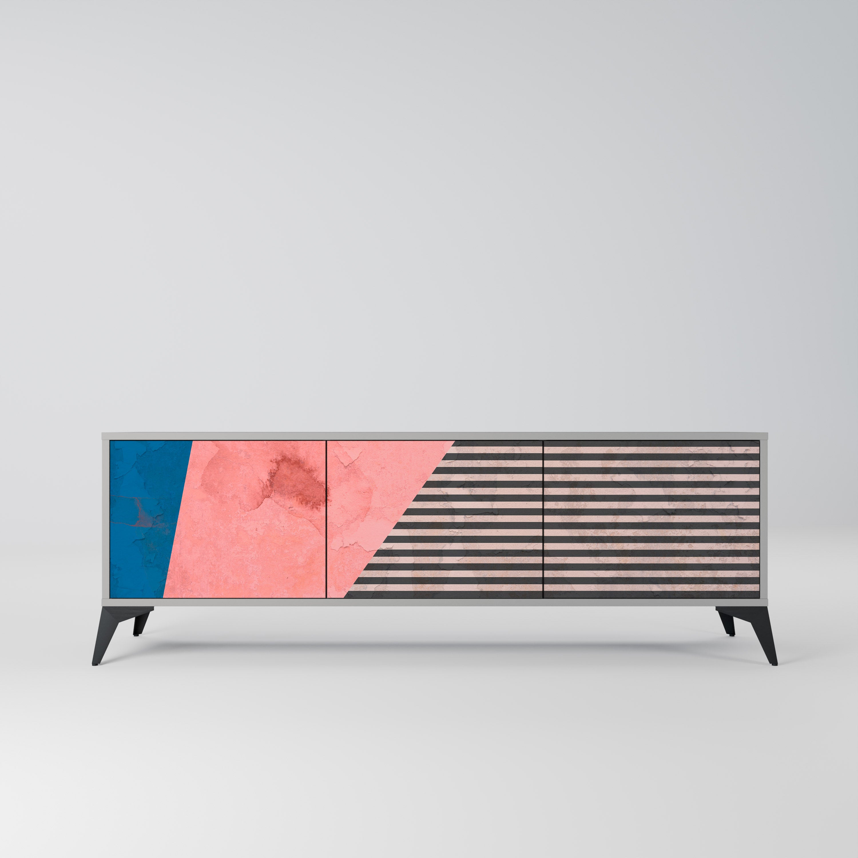 GLAMOROUS STRIPE Szafka RTV 3-drzwiowa korpus Szary