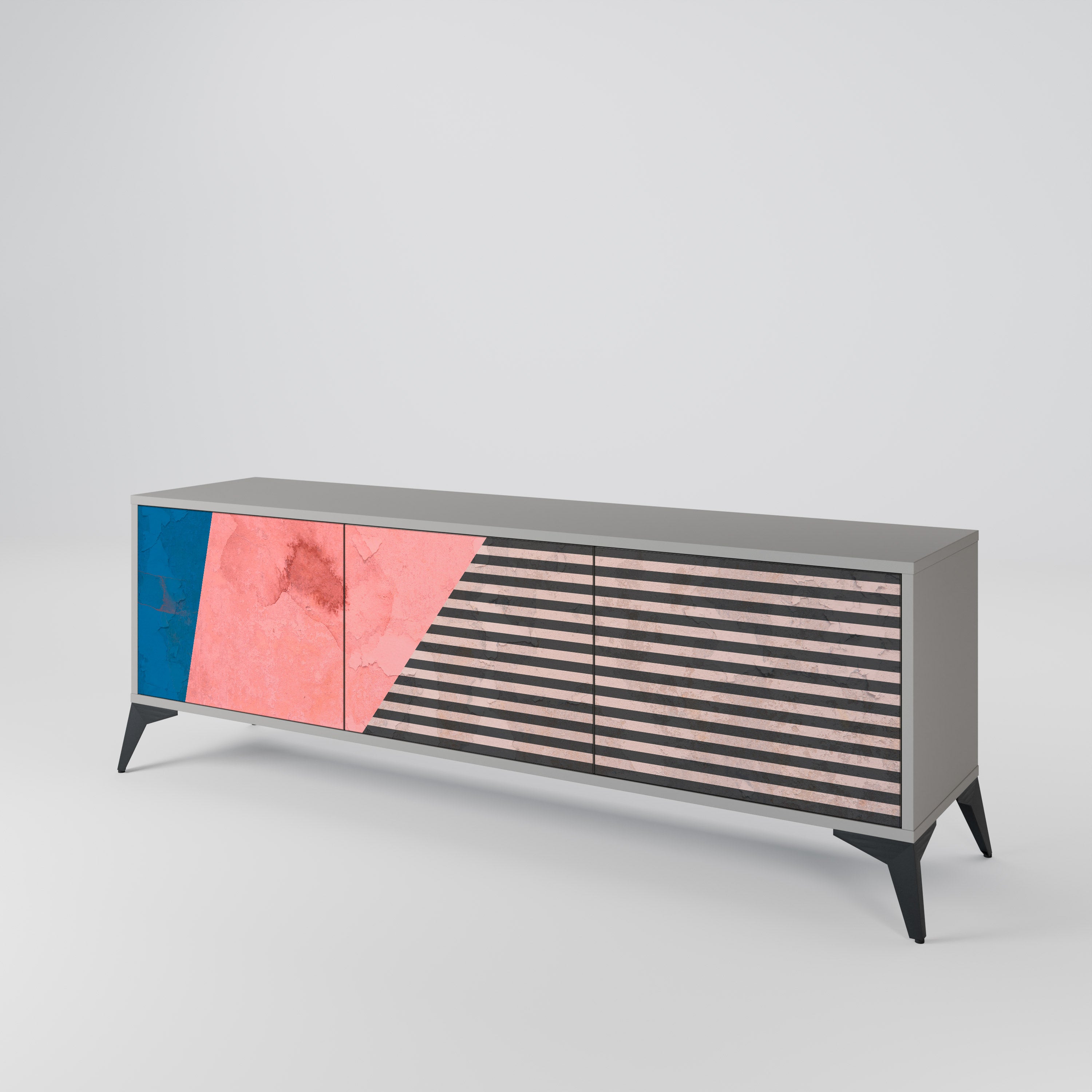 GLAMOROUS STRIPE Szafka RTV 3-drzwiowa korpus Szary