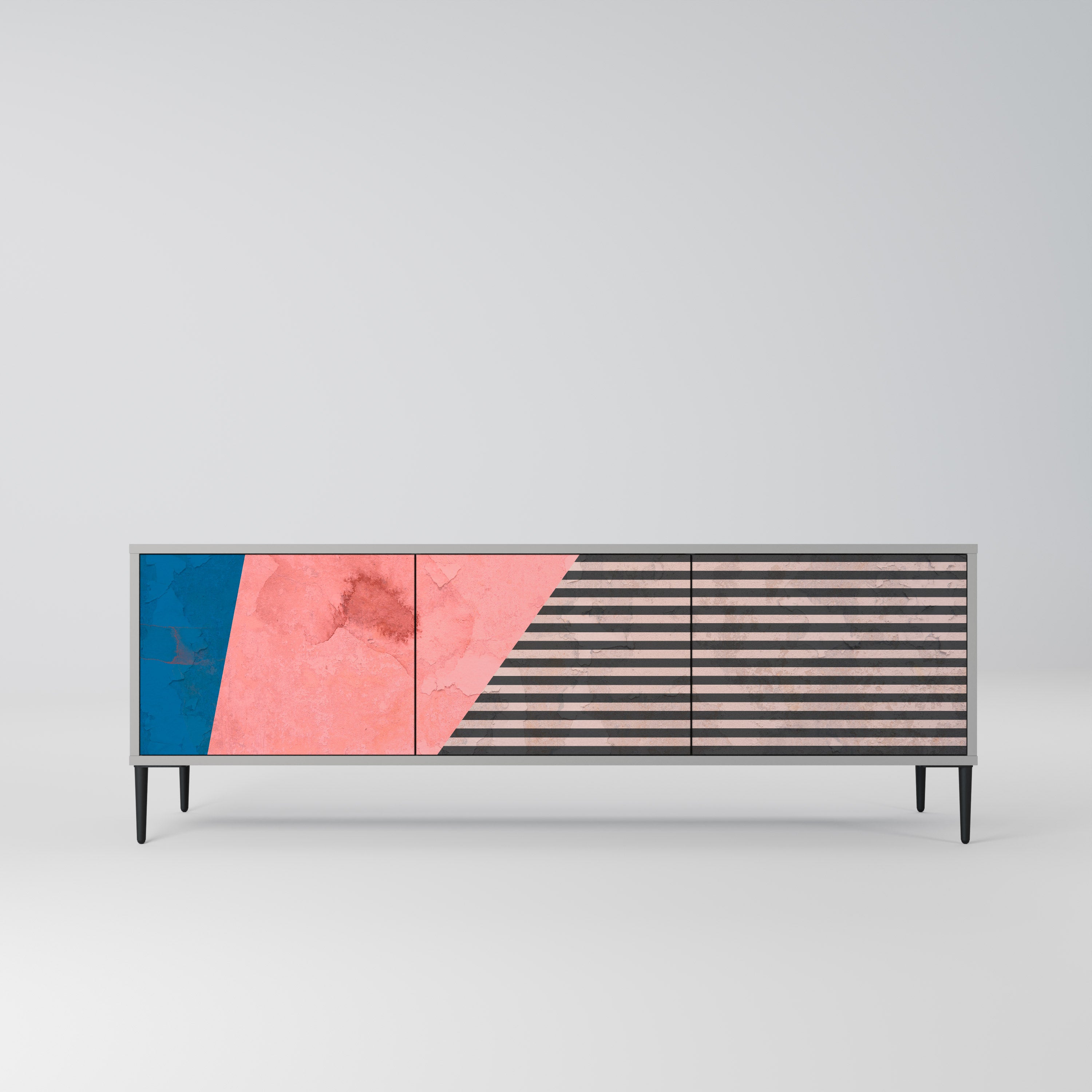 GLAMOROUS STRIPE Szafka RTV 3-drzwiowa korpus Szary