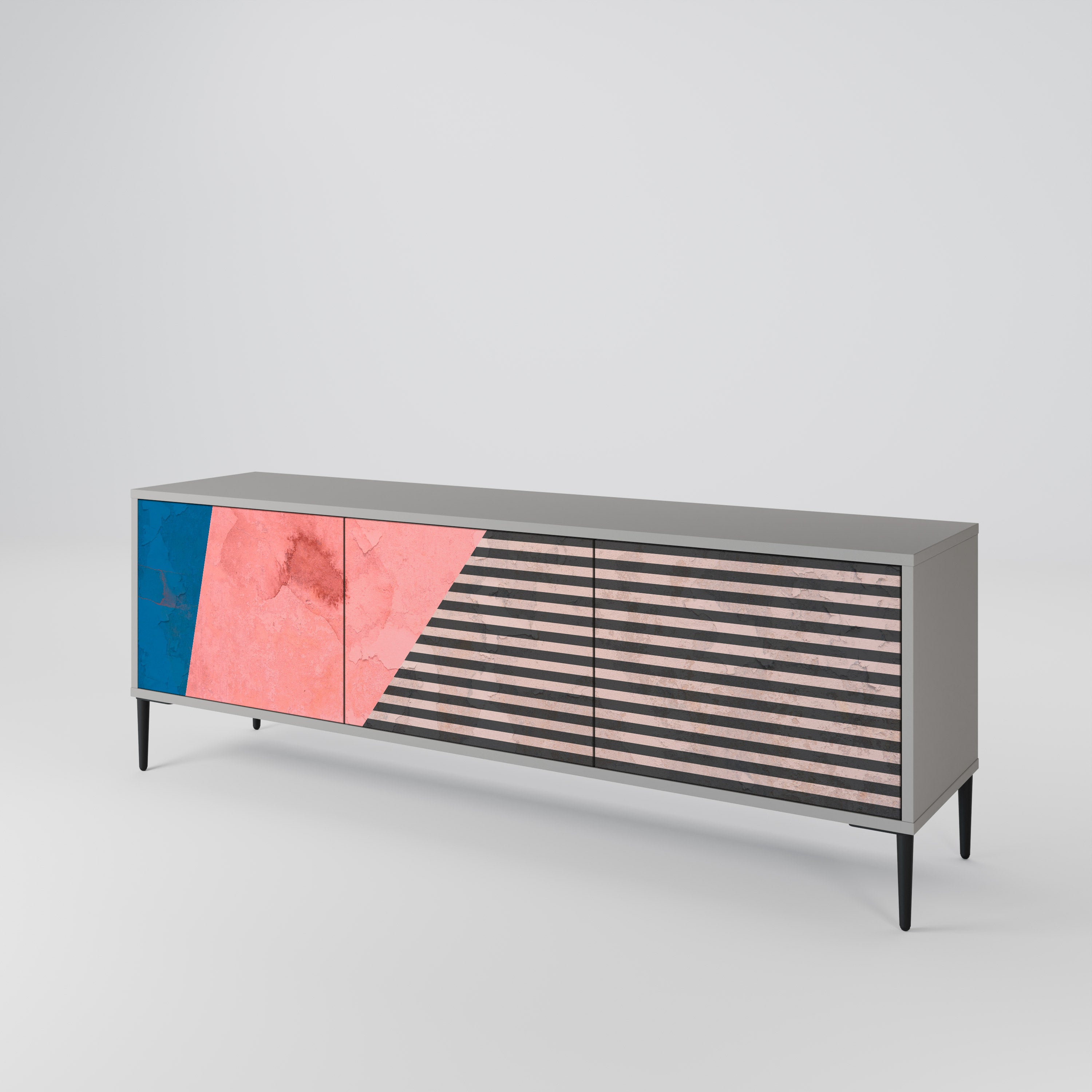GLAMOROUS STRIPE Szafka RTV 3-drzwiowa korpus Szary