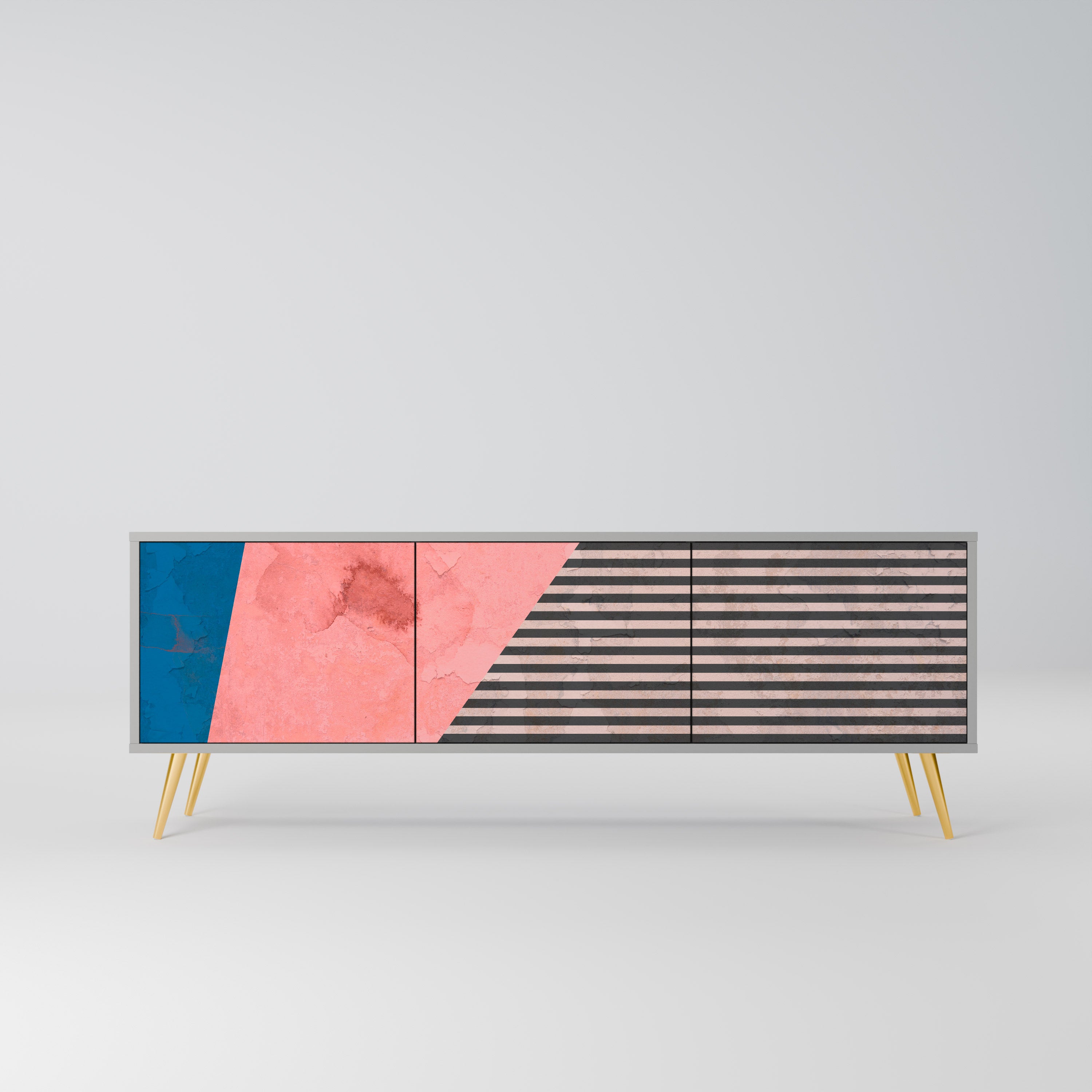 GLAMOROUS STRIPE Szafka RTV 3-drzwiowa korpus Szary