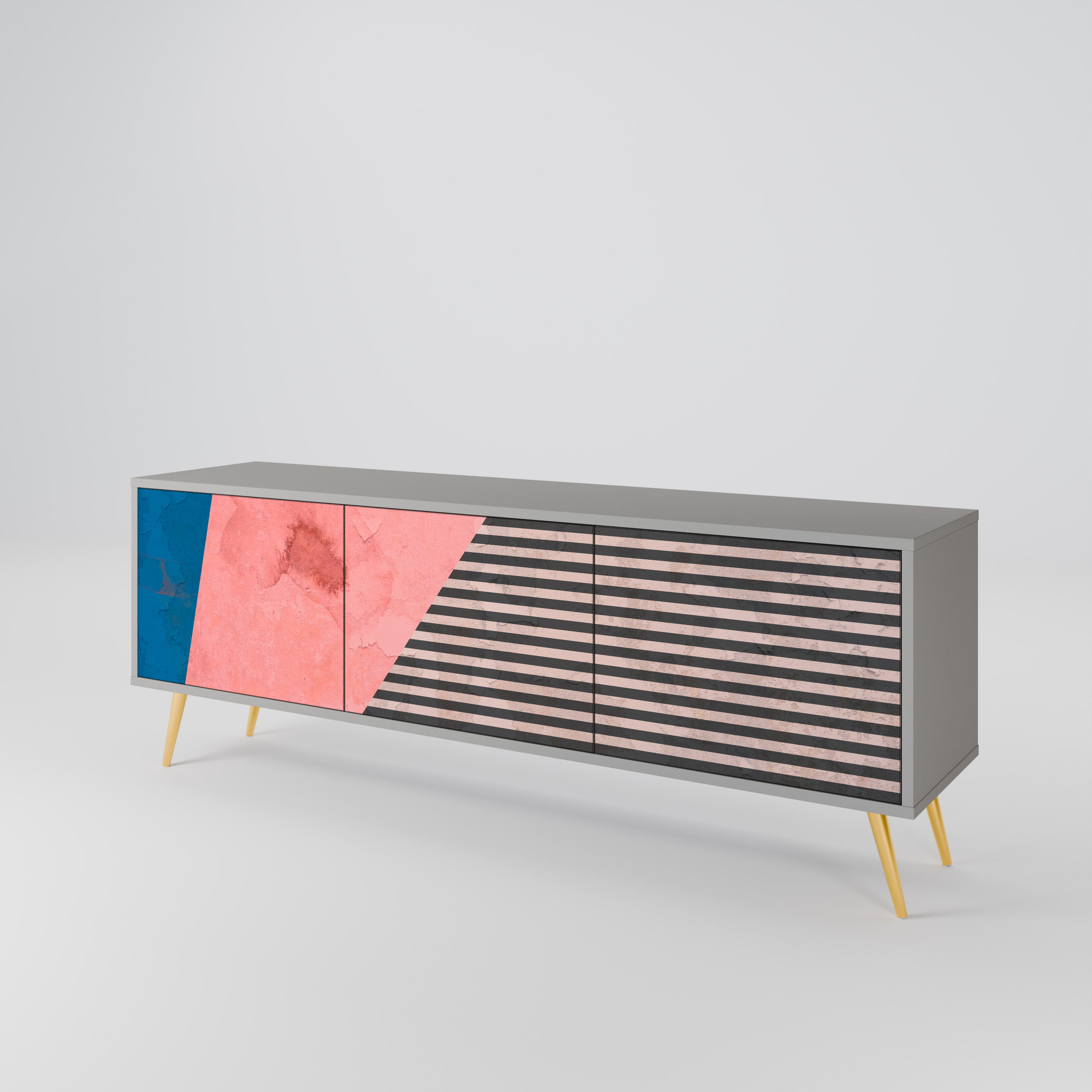 GLAMOROUS STRIPE Szafka RTV 3-drzwiowa korpus Szary