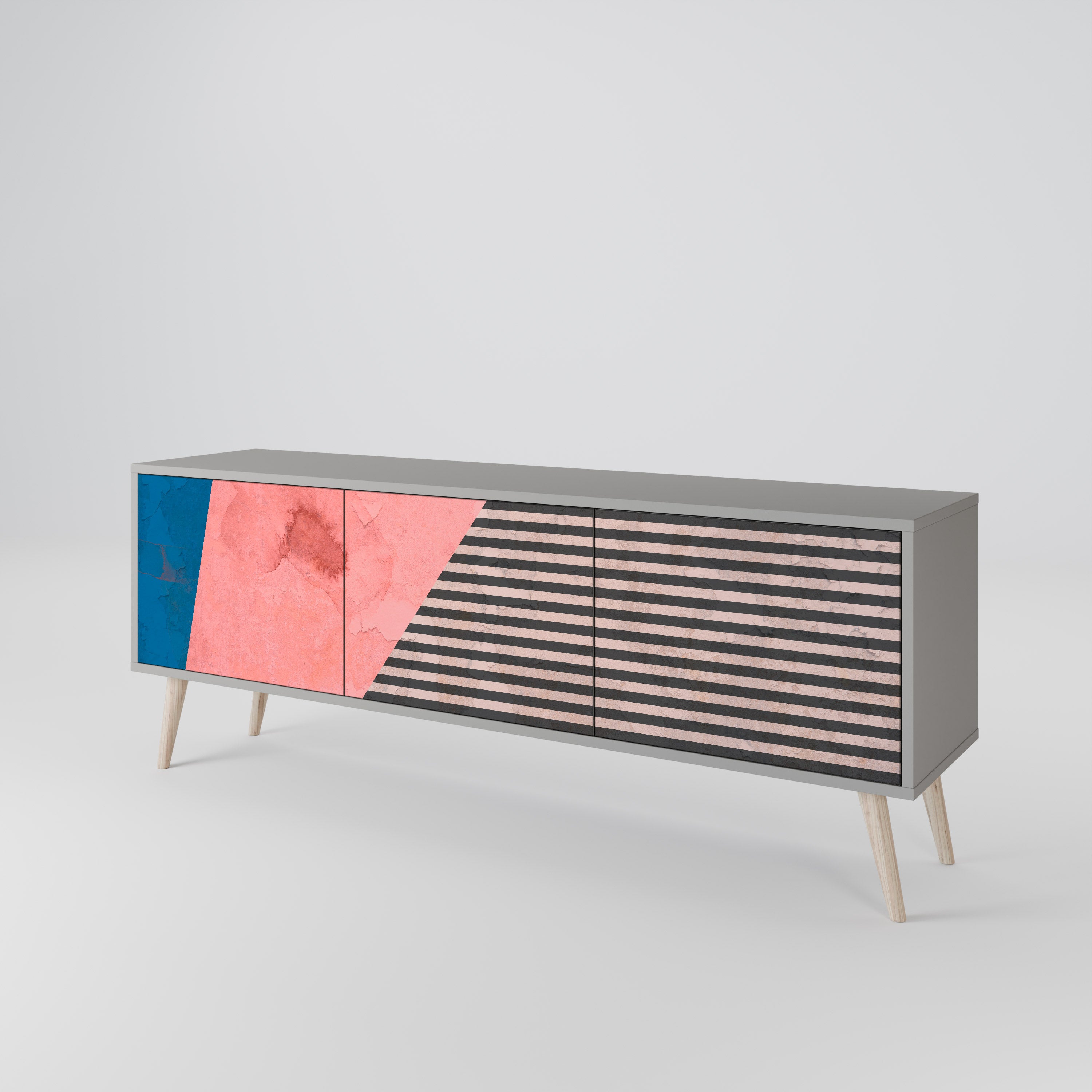 GLAMOROUS STRIPE Szafka RTV 3-drzwiowa korpus Szary