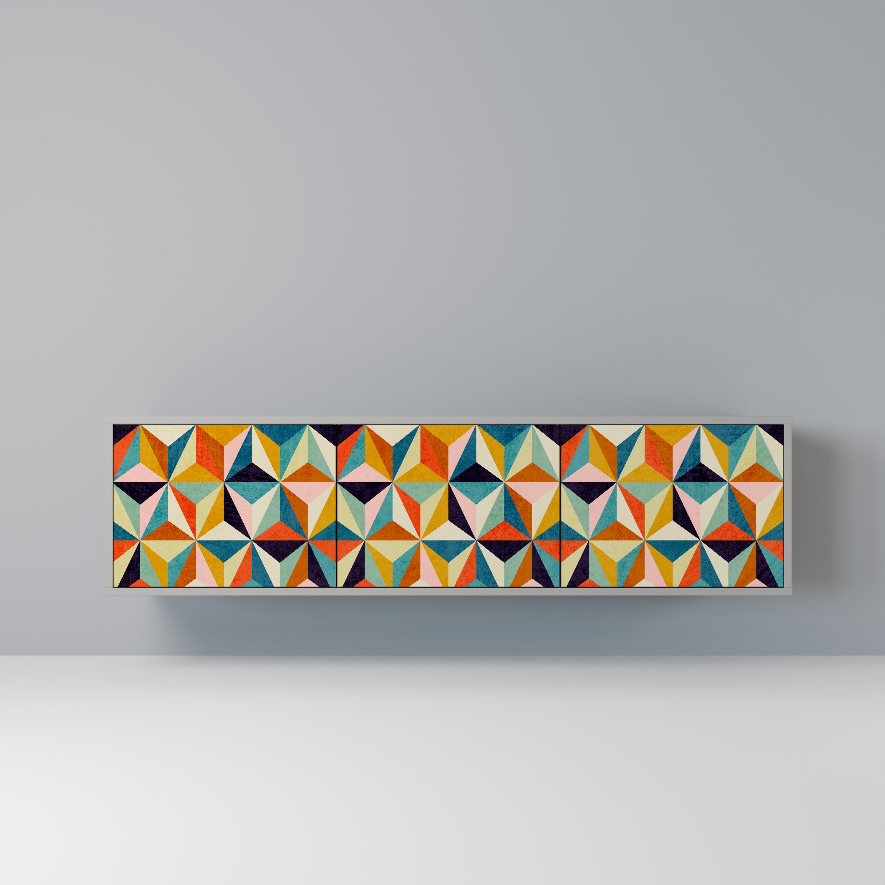 TESSELATE TREASURES Szafka RTV 3-drzwiowa korpus Szary