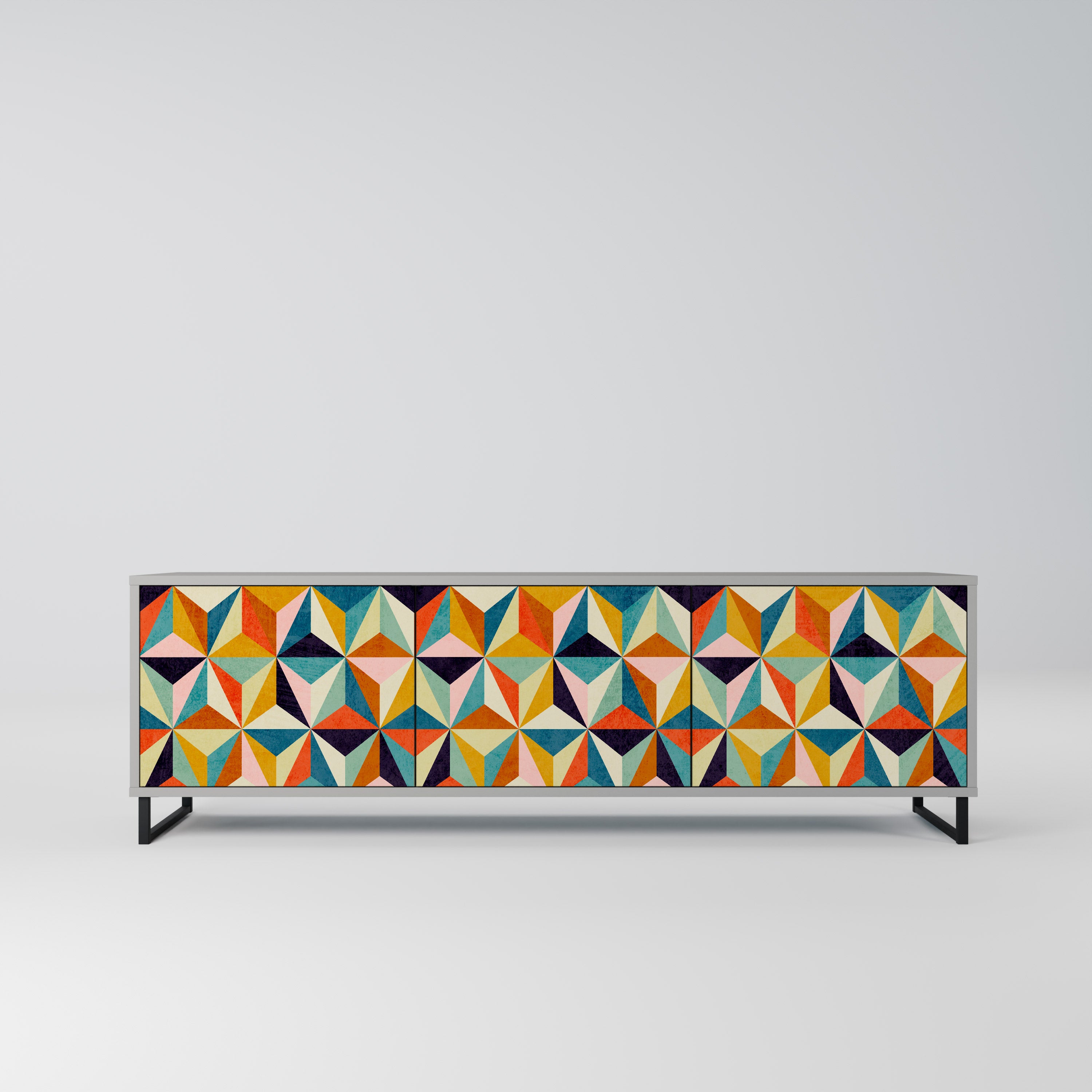 TESSELATE TREASURES Szafka RTV 3-drzwiowa korpus Szary