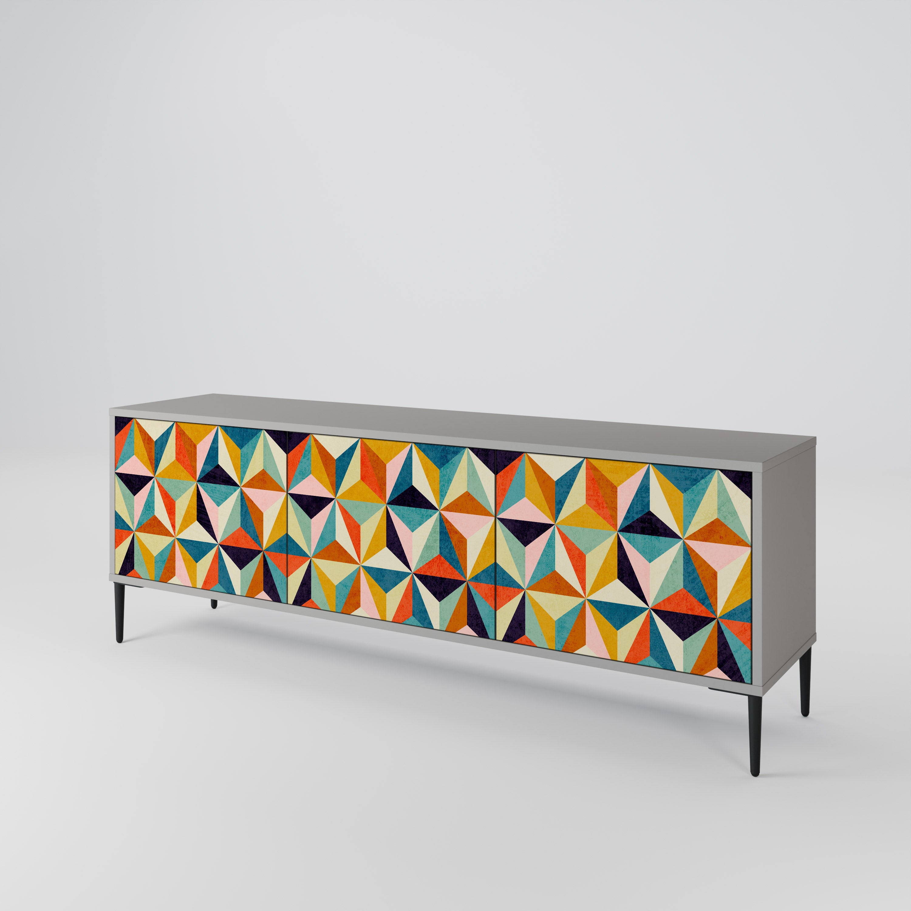 TESSELATE TREASURES Szafka RTV 3-drzwiowa korpus Szary