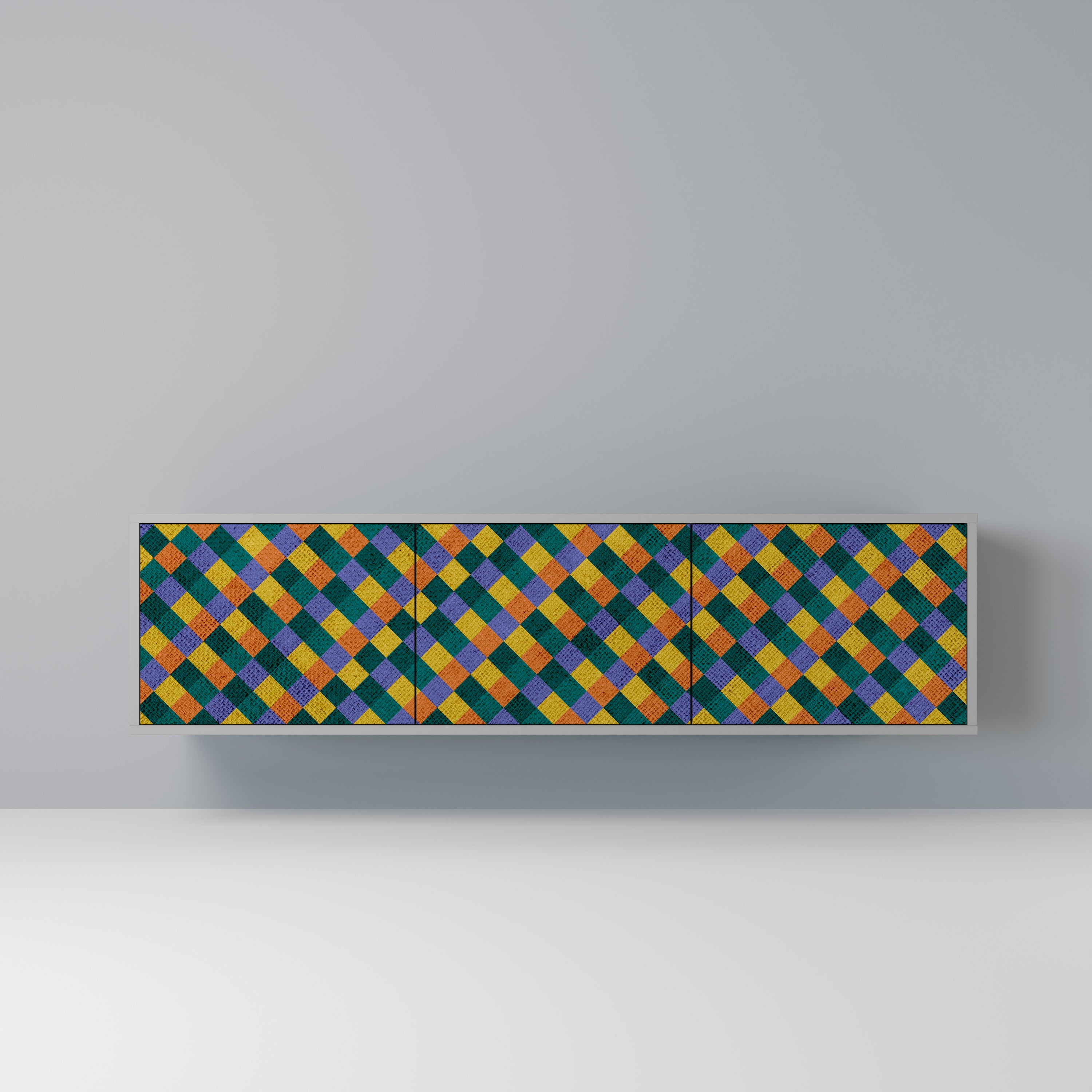 PAINTED SQUARES MIX Szafka RTV 3-drzwiowa korpus Szary