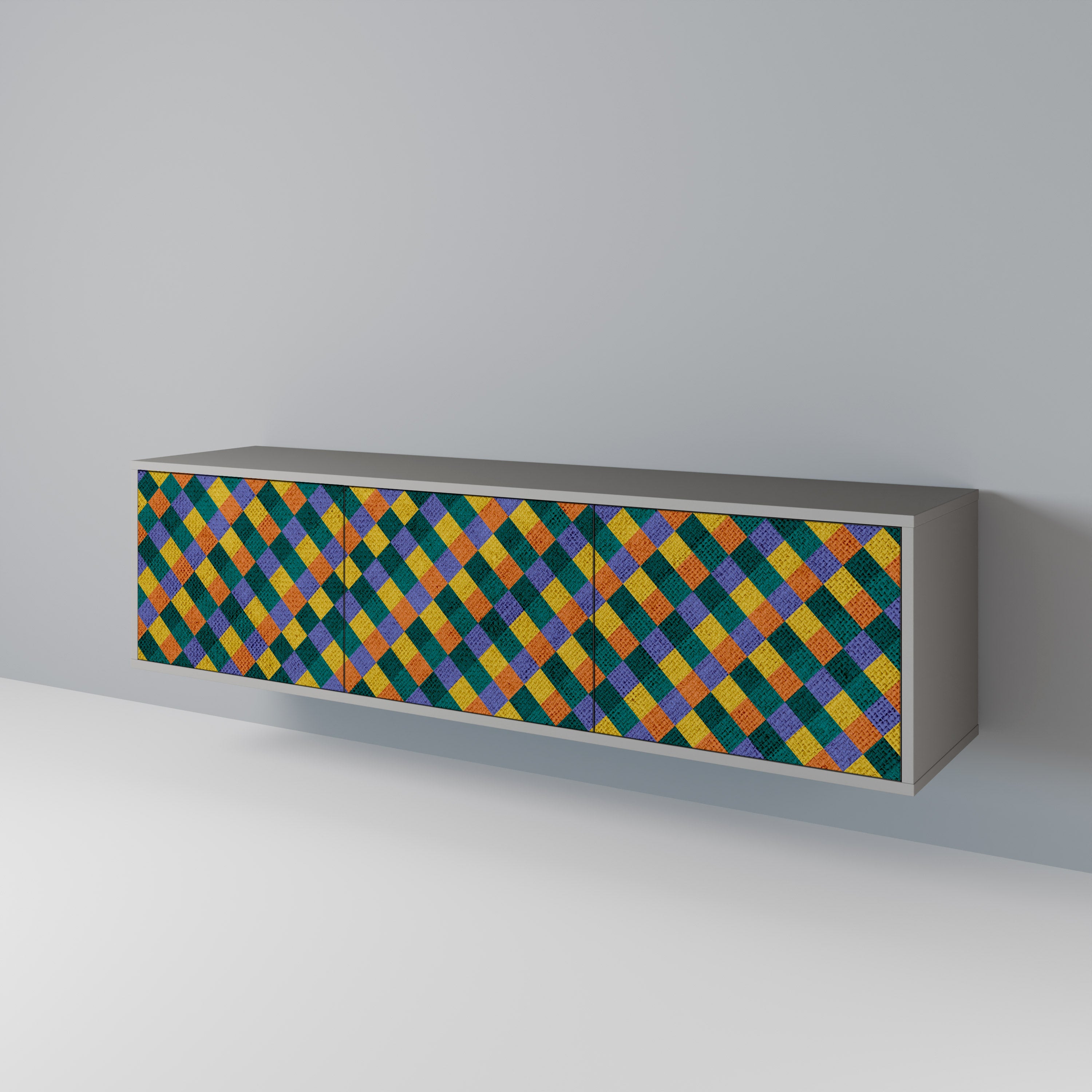 PAINTED SQUARES MIX Szafka RTV 3-drzwiowa korpus Szary