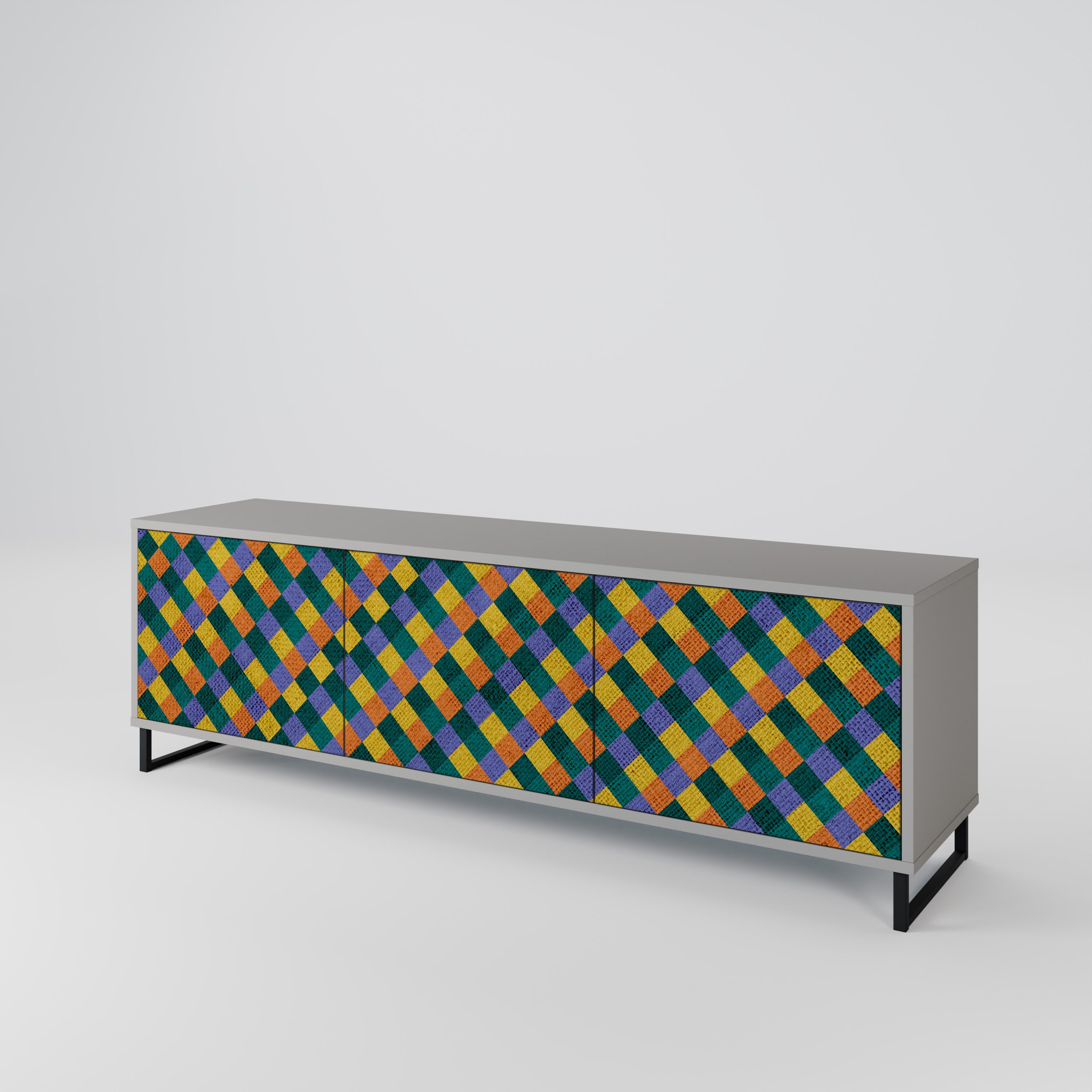 PAINTED SQUARES MIX Szafka RTV 3-drzwiowa korpus Szary