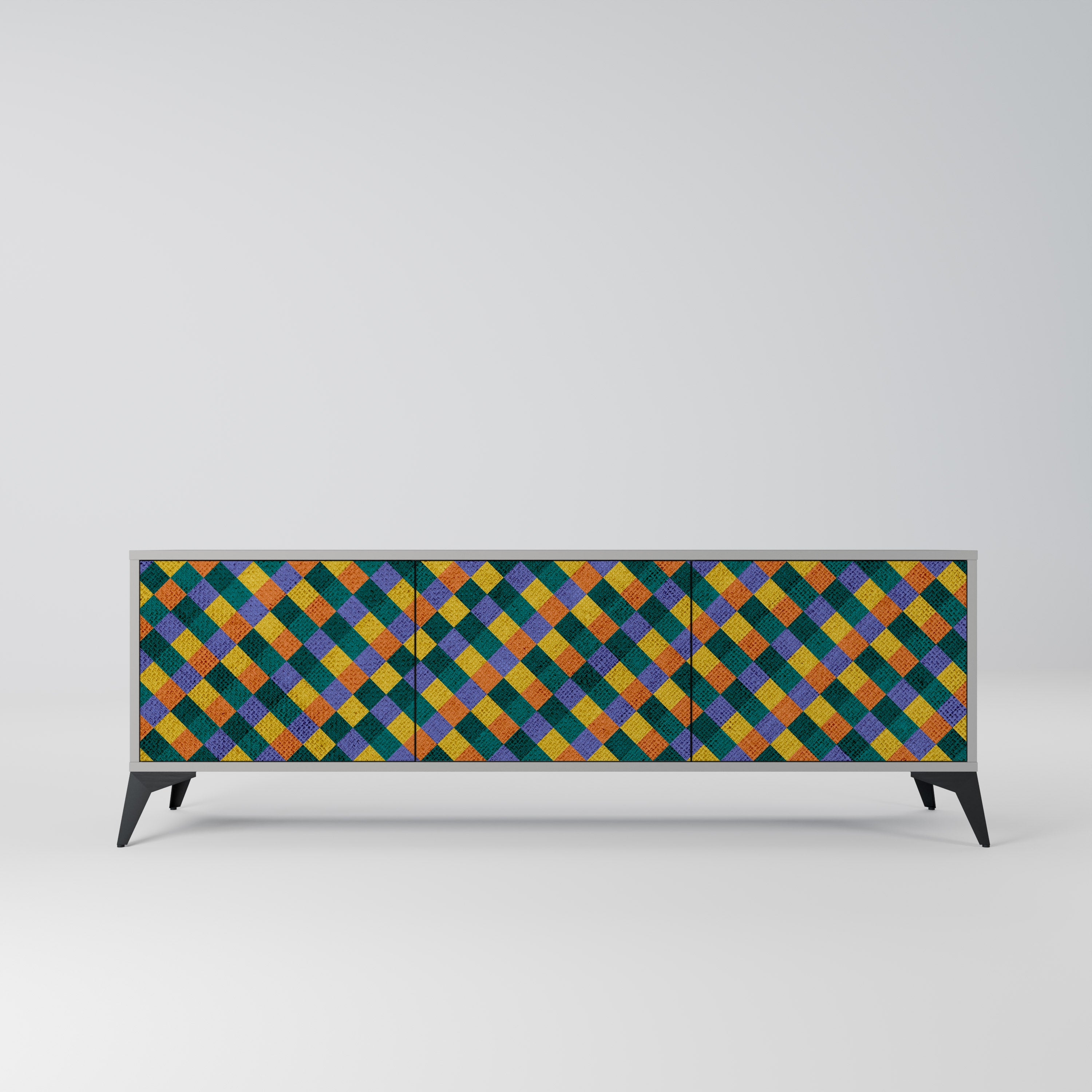 PAINTED SQUARES MIX Szafka RTV 3-drzwiowa korpus Szary