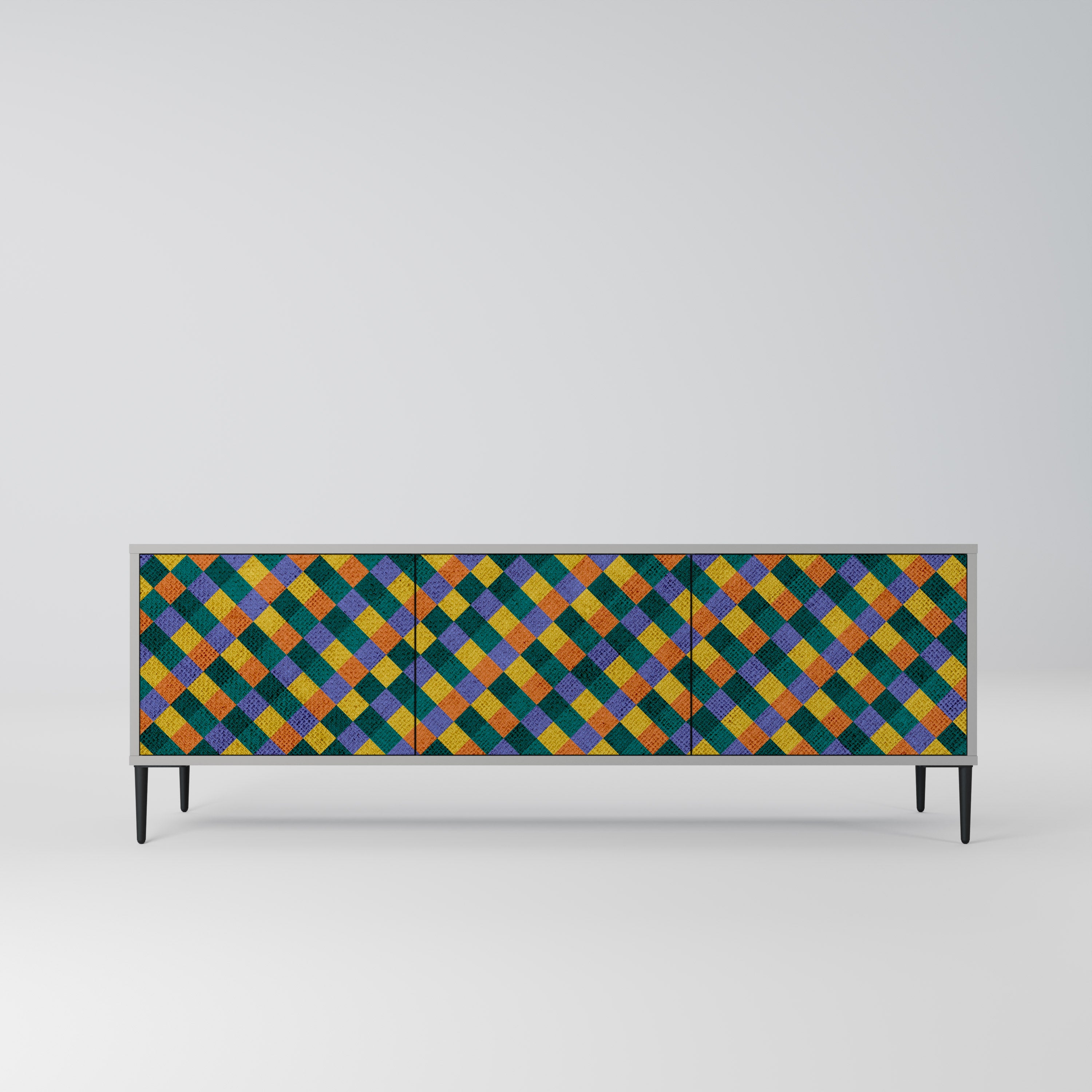 PAINTED SQUARES MIX Szafka RTV 3-drzwiowa korpus Szary