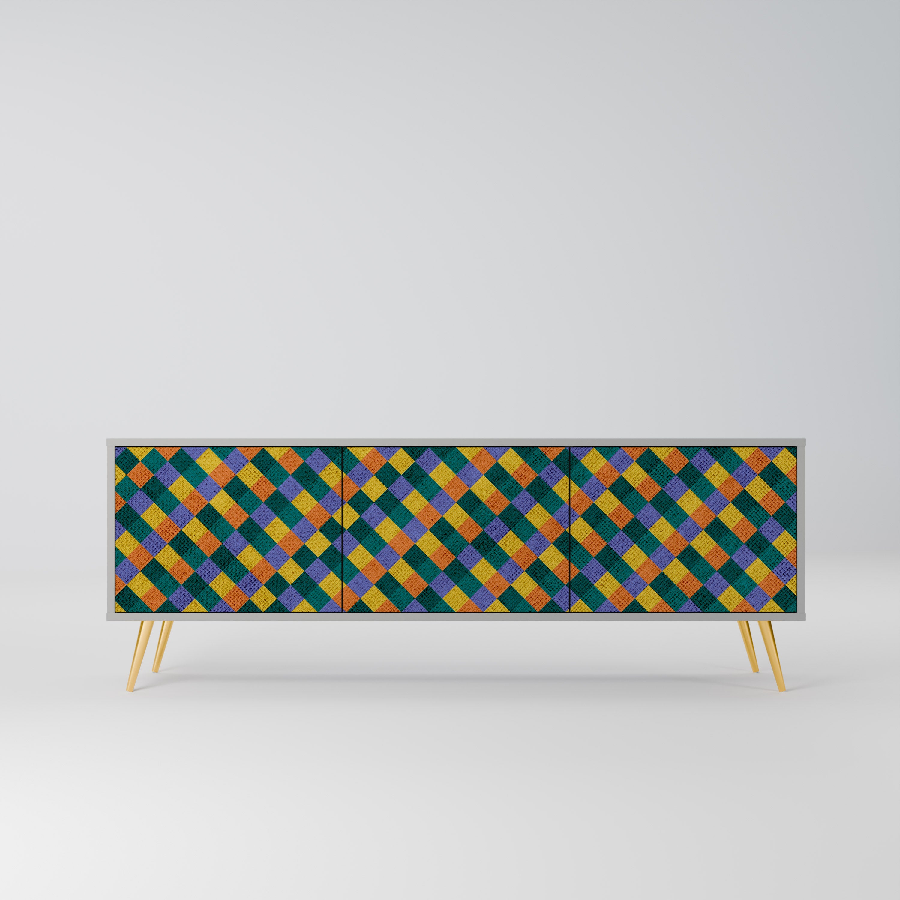 PAINTED SQUARES MIX Szafka RTV 3-drzwiowa korpus Szary