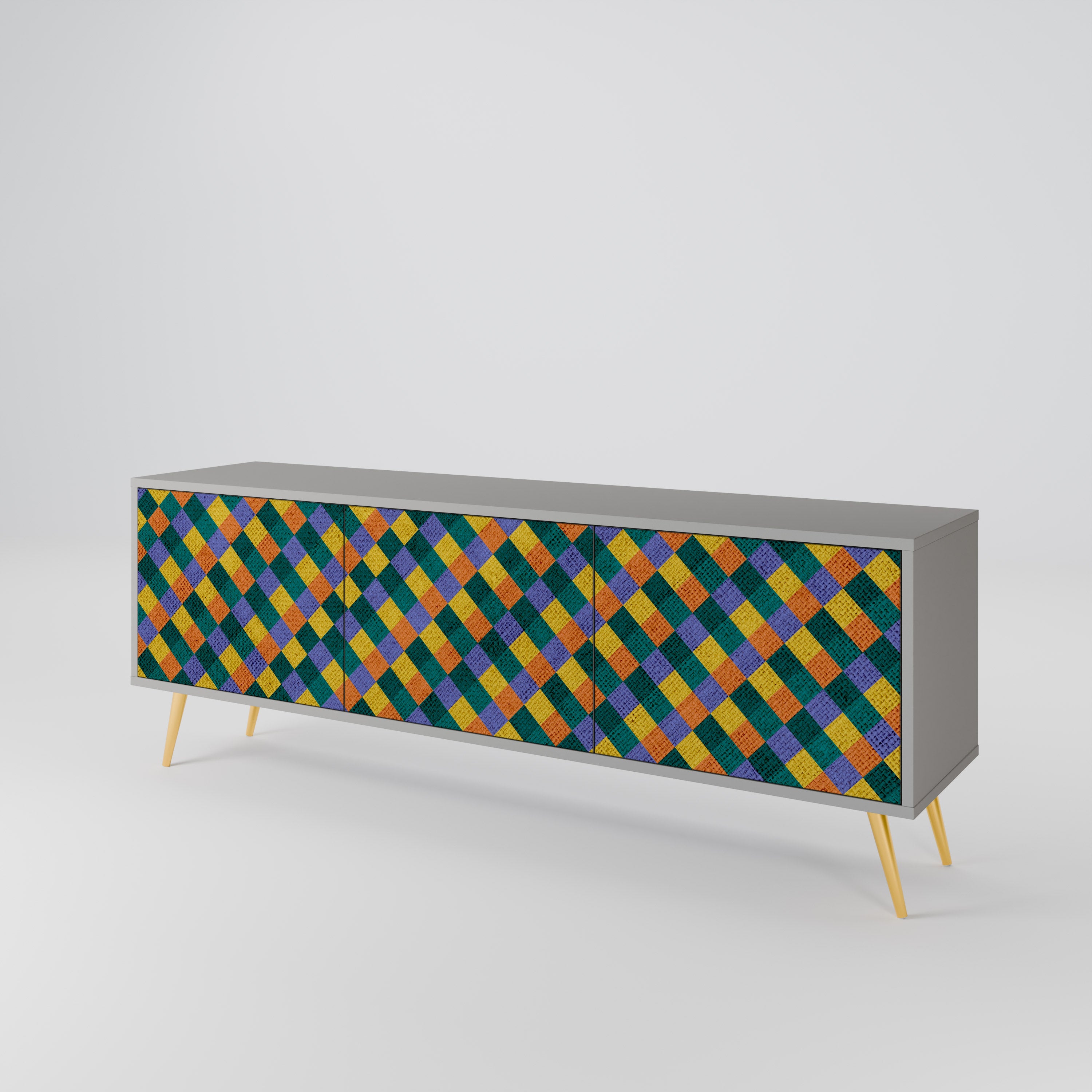 PAINTED SQUARES MIX Szafka RTV 3-drzwiowa korpus Szary