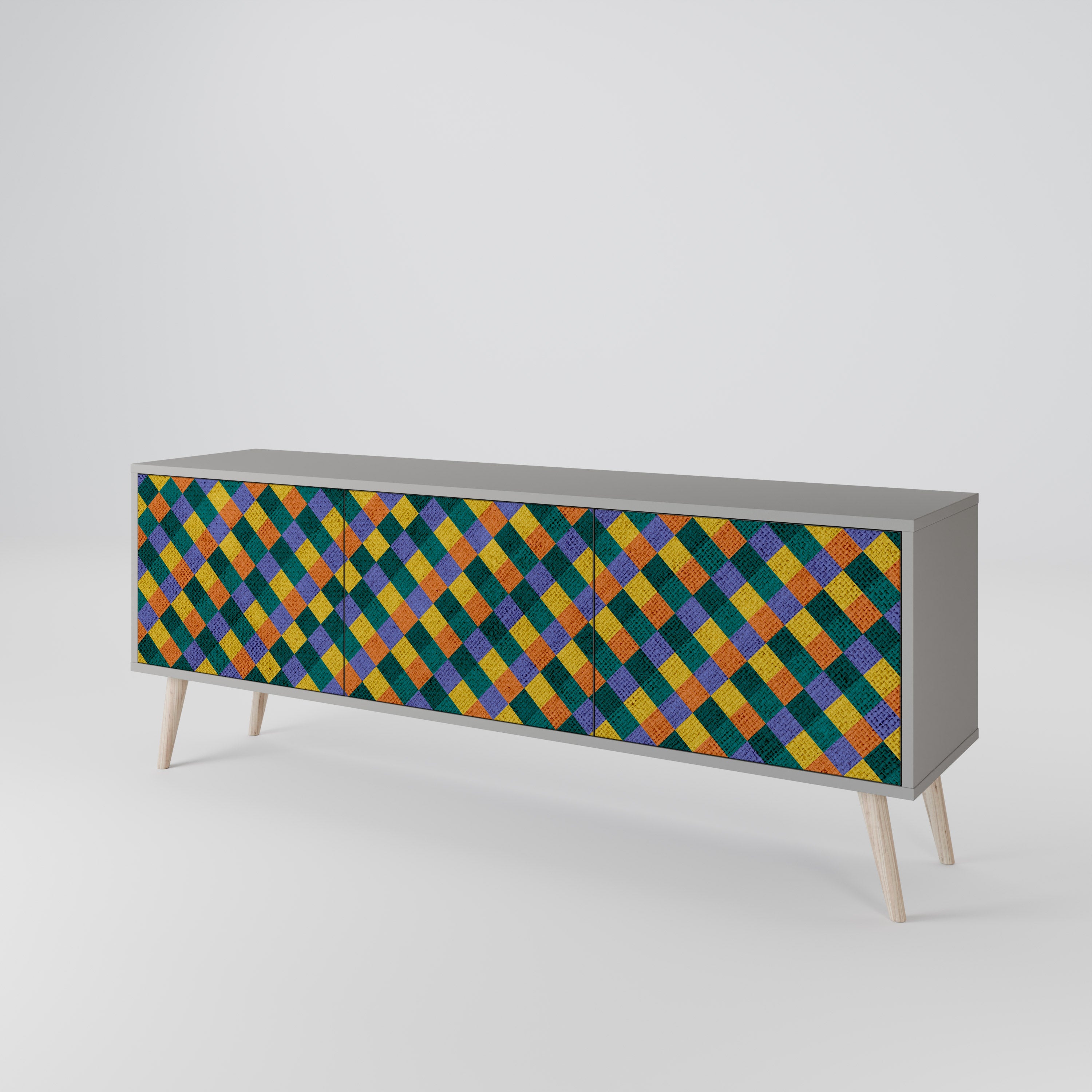 PAINTED SQUARES MIX Szafka RTV 3-drzwiowa korpus Szary