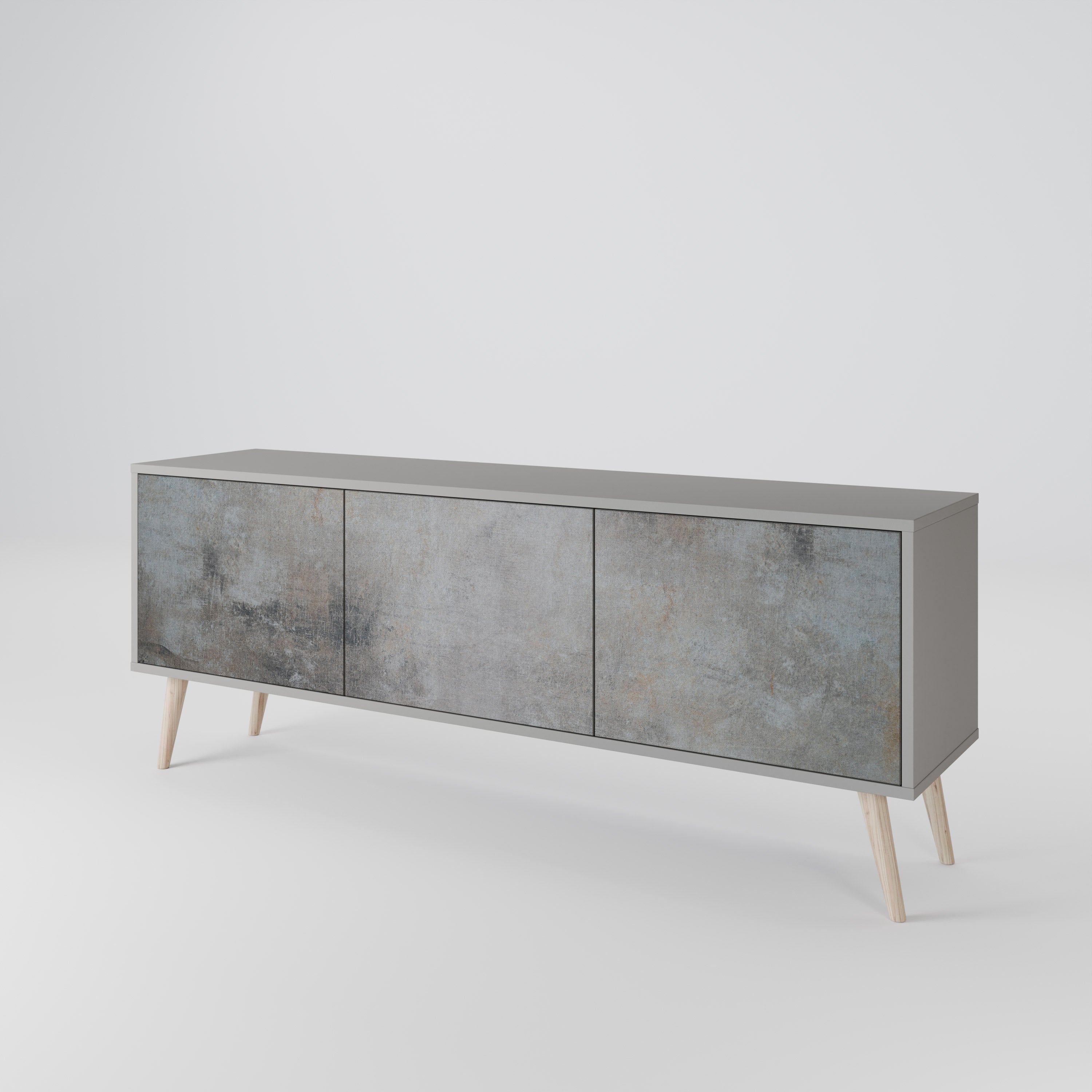 CONCRETE WALL Szafka RTV 3-drzwiowa korpus Szary