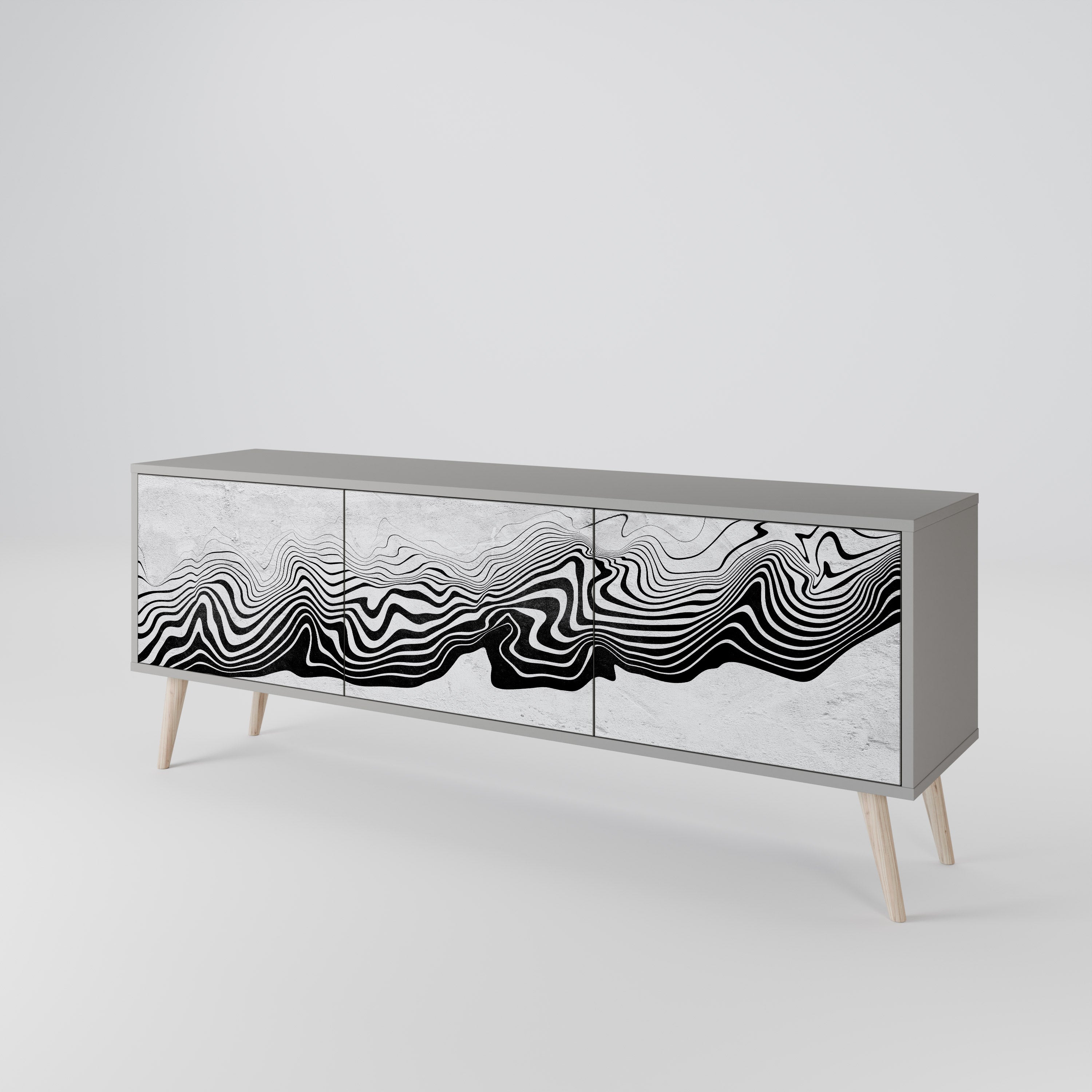 MONOCHROME MIRAGE Szafka RTV 3-drzwiowa korpus Szary