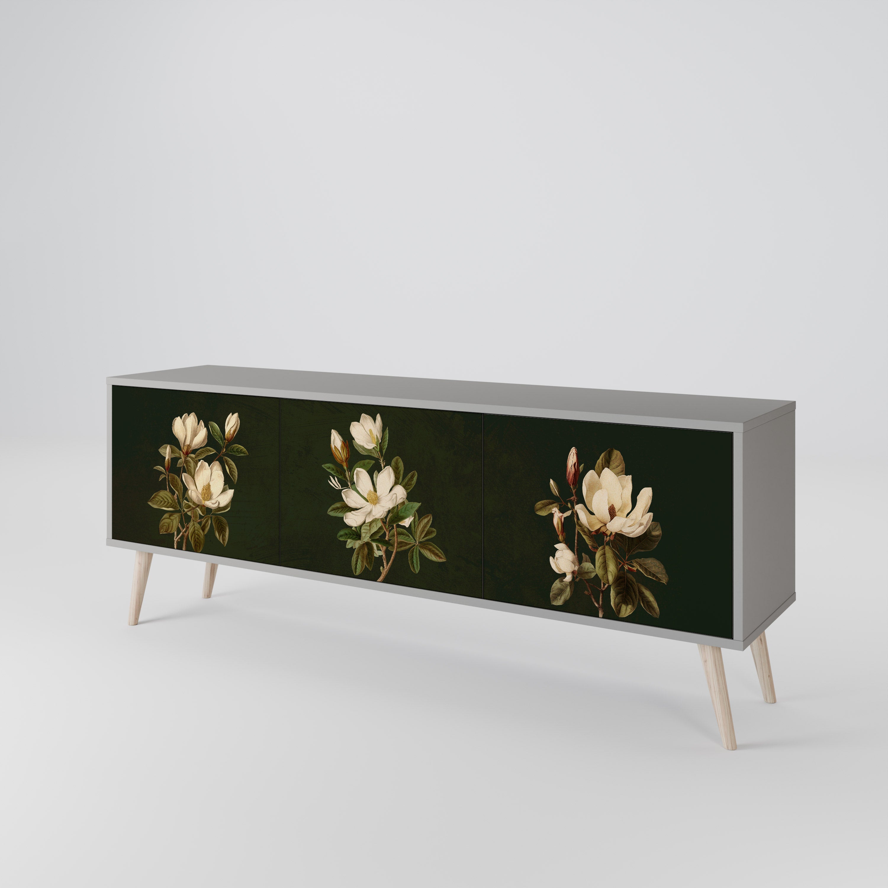 FLORAL NOIR Szafka RTV 3-drzwiowa korpus Szary