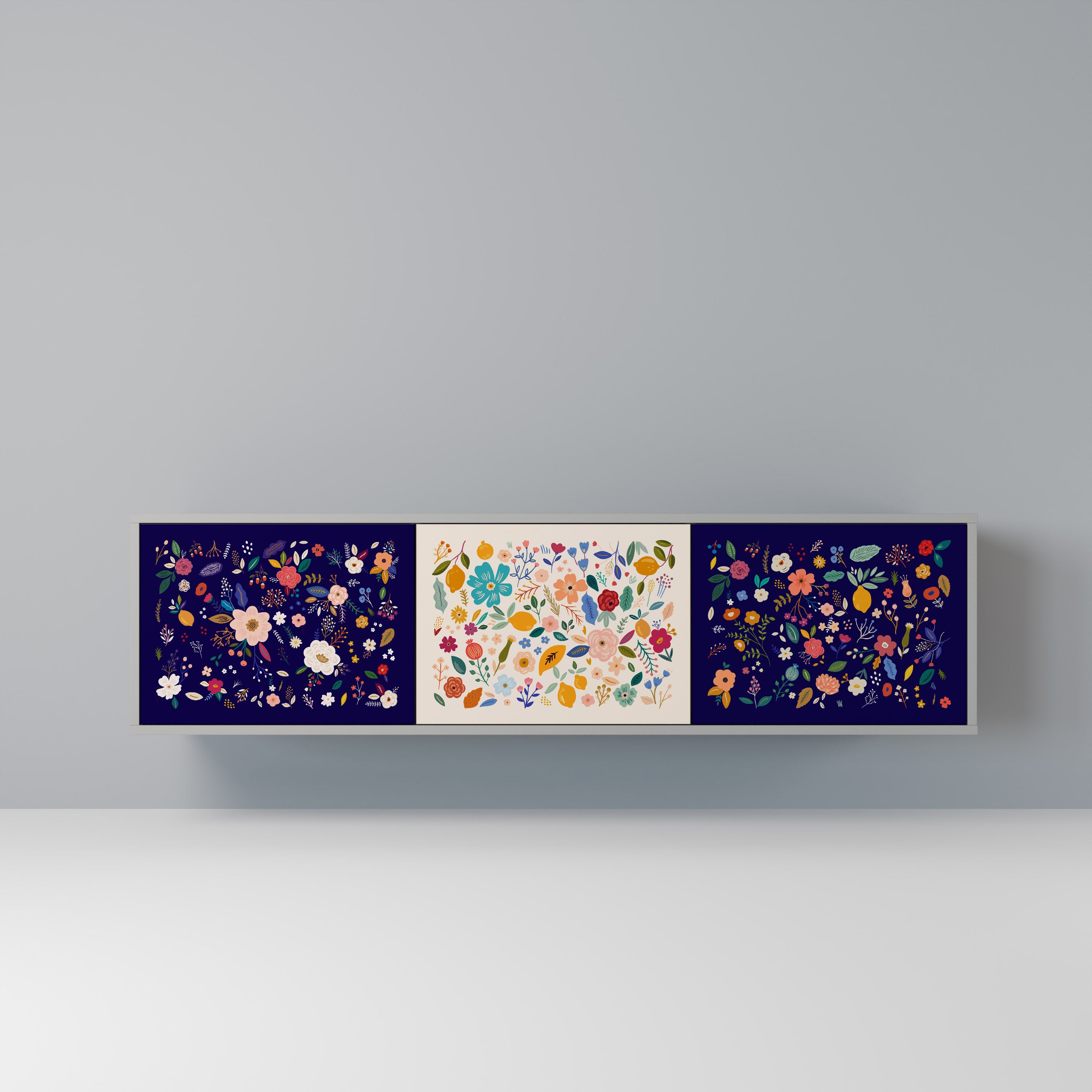 FLORAL COMBINATION Szafka RTV 3-drzwiowa korpus Szary
